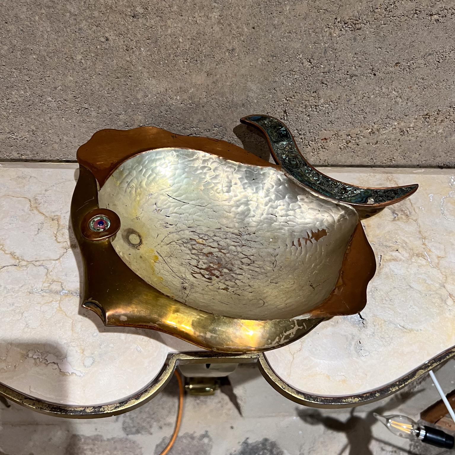 1960s Los Castillo Fish Bowl Abalone Mixed Metal Taxco Mexico For Sale 3