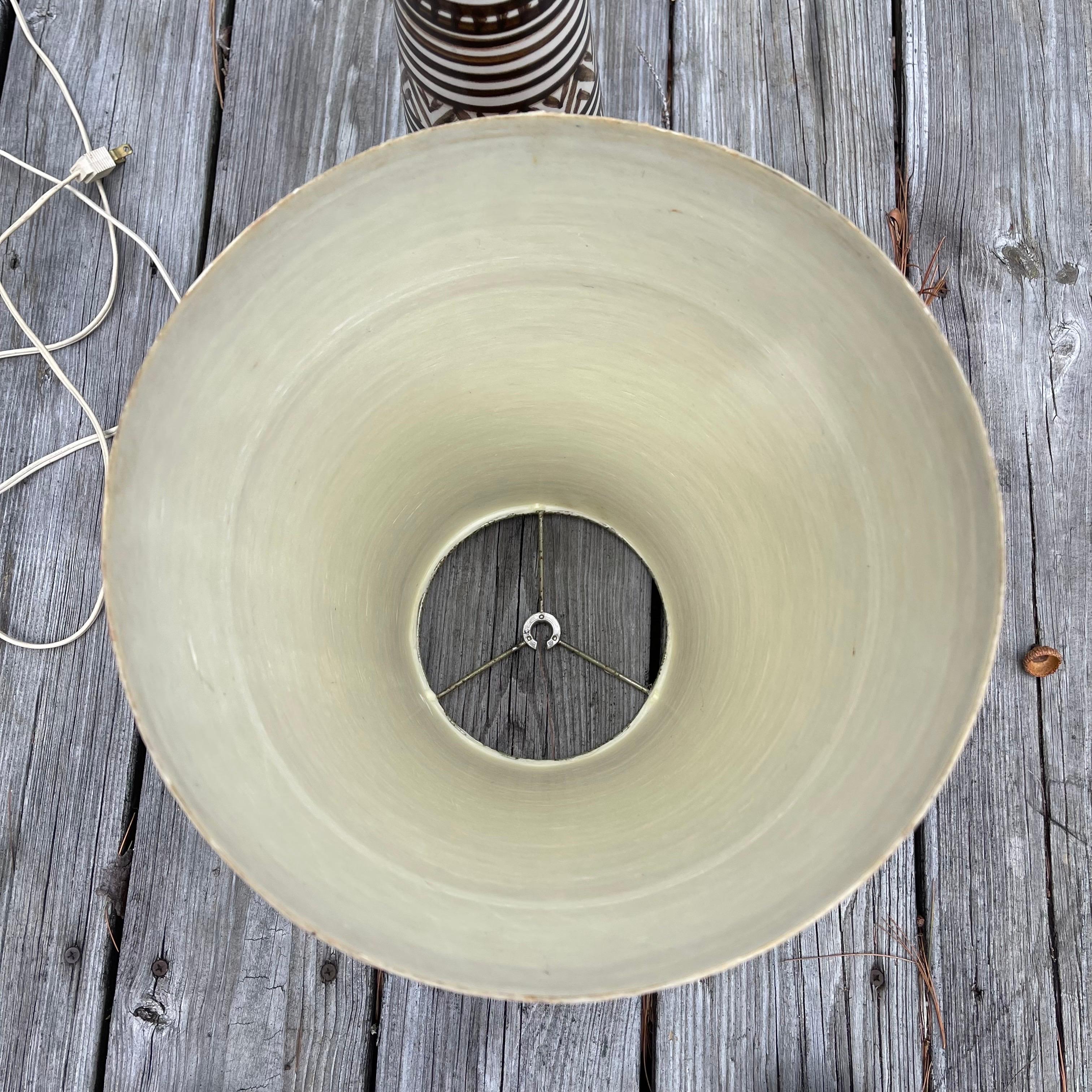 1960s Lotte Bostlund Tribal Ceramic Table Lamp, Original Fiberglass Shade  For Sale 7