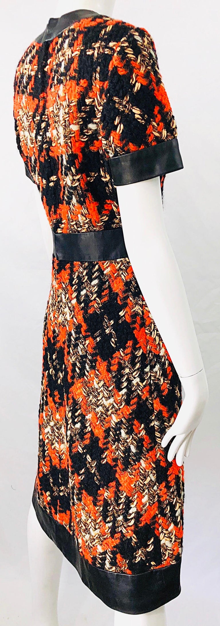 1960s Louis Feraud Haute Couture Boucle Wool + Leather Orange A