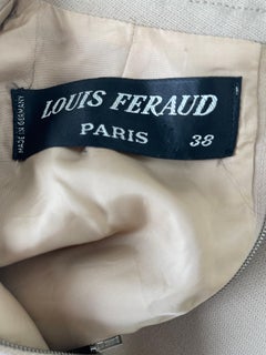 1960s Louis Feraud Caqui Tan Space Age Lana Manga Corta Vestido Vintage A Line