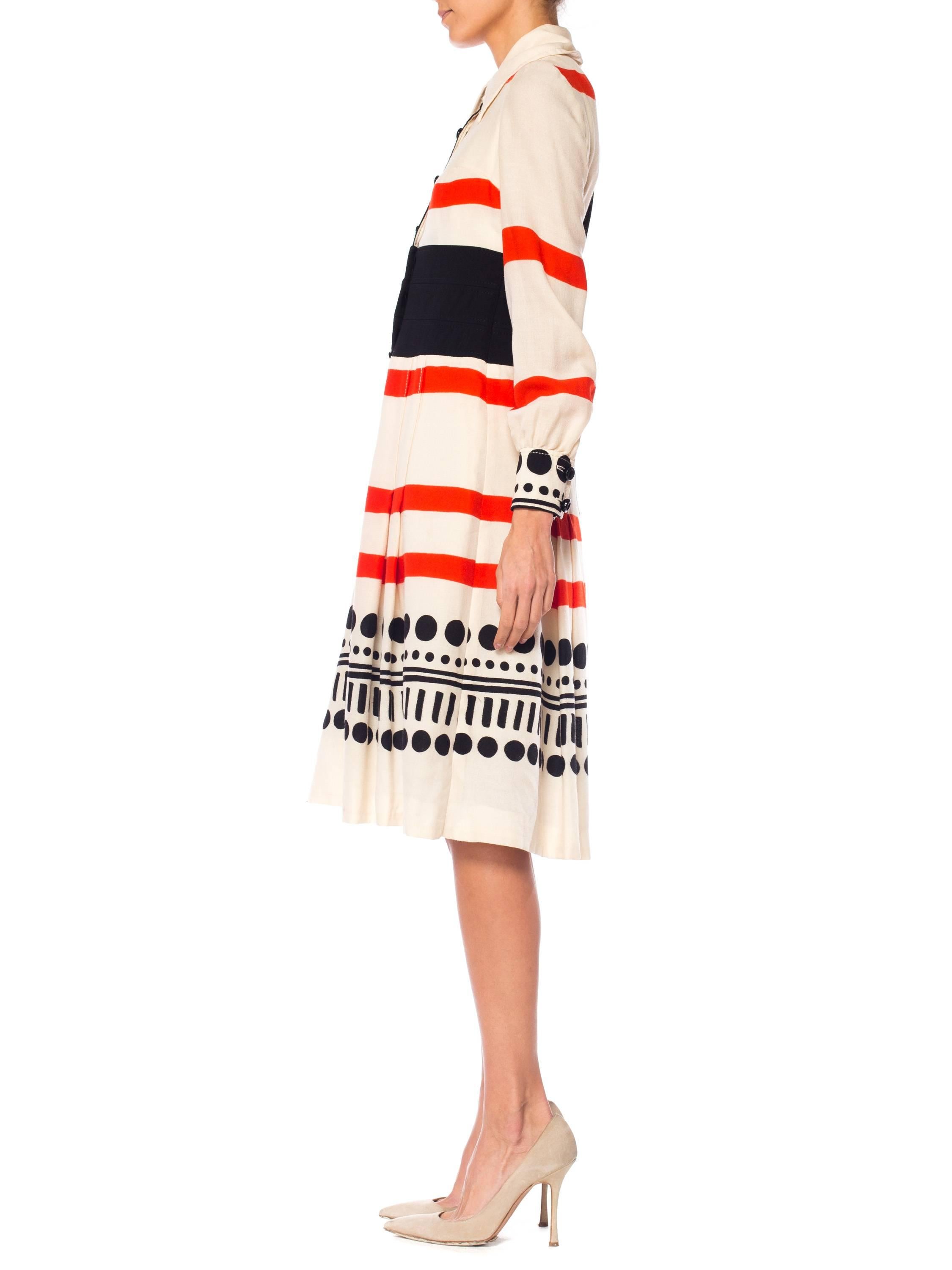 White 1960s Louis Feraud Mod Op-Art Dress