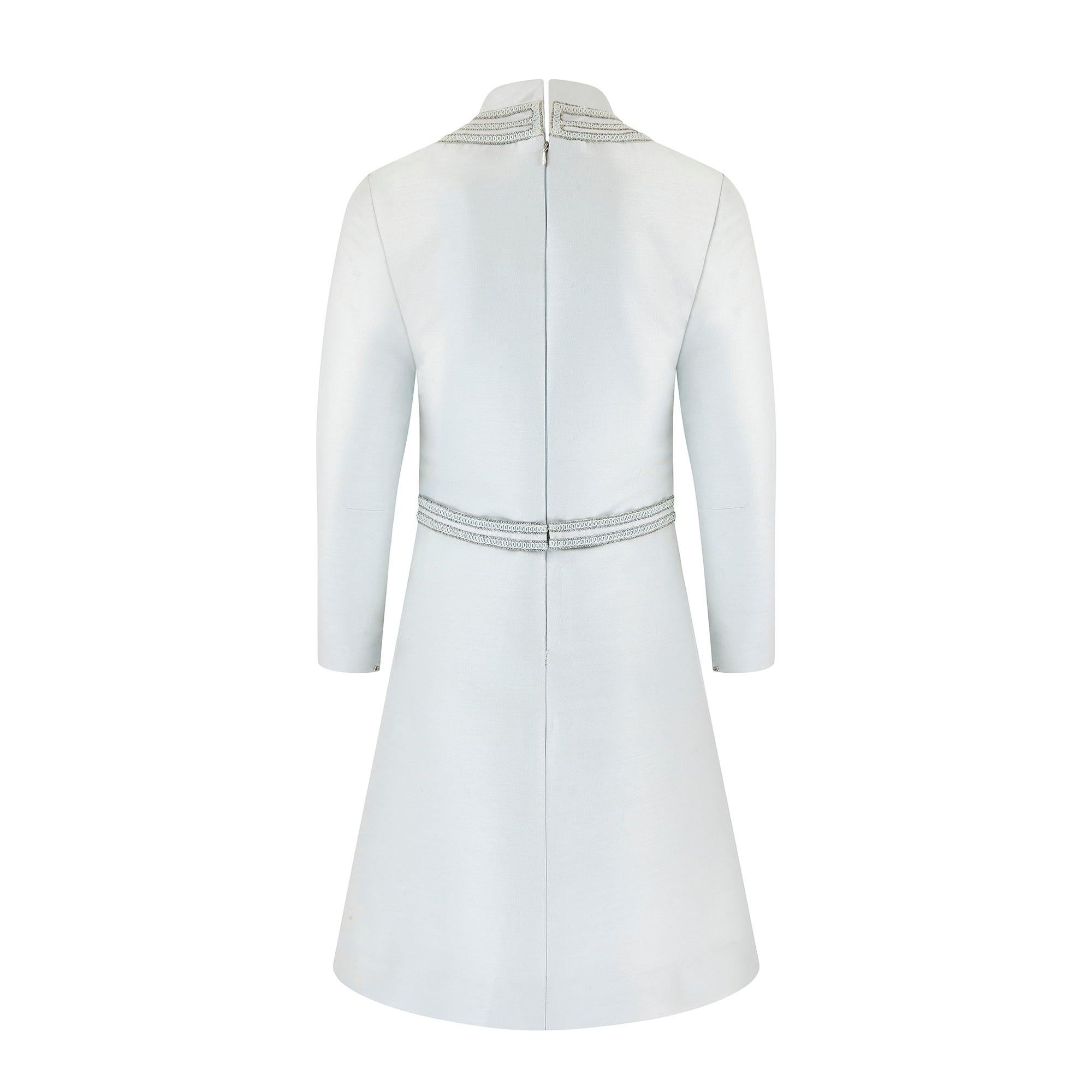 Gray 1960s Louis Feraud Pale Blue A-Line Mod Dress