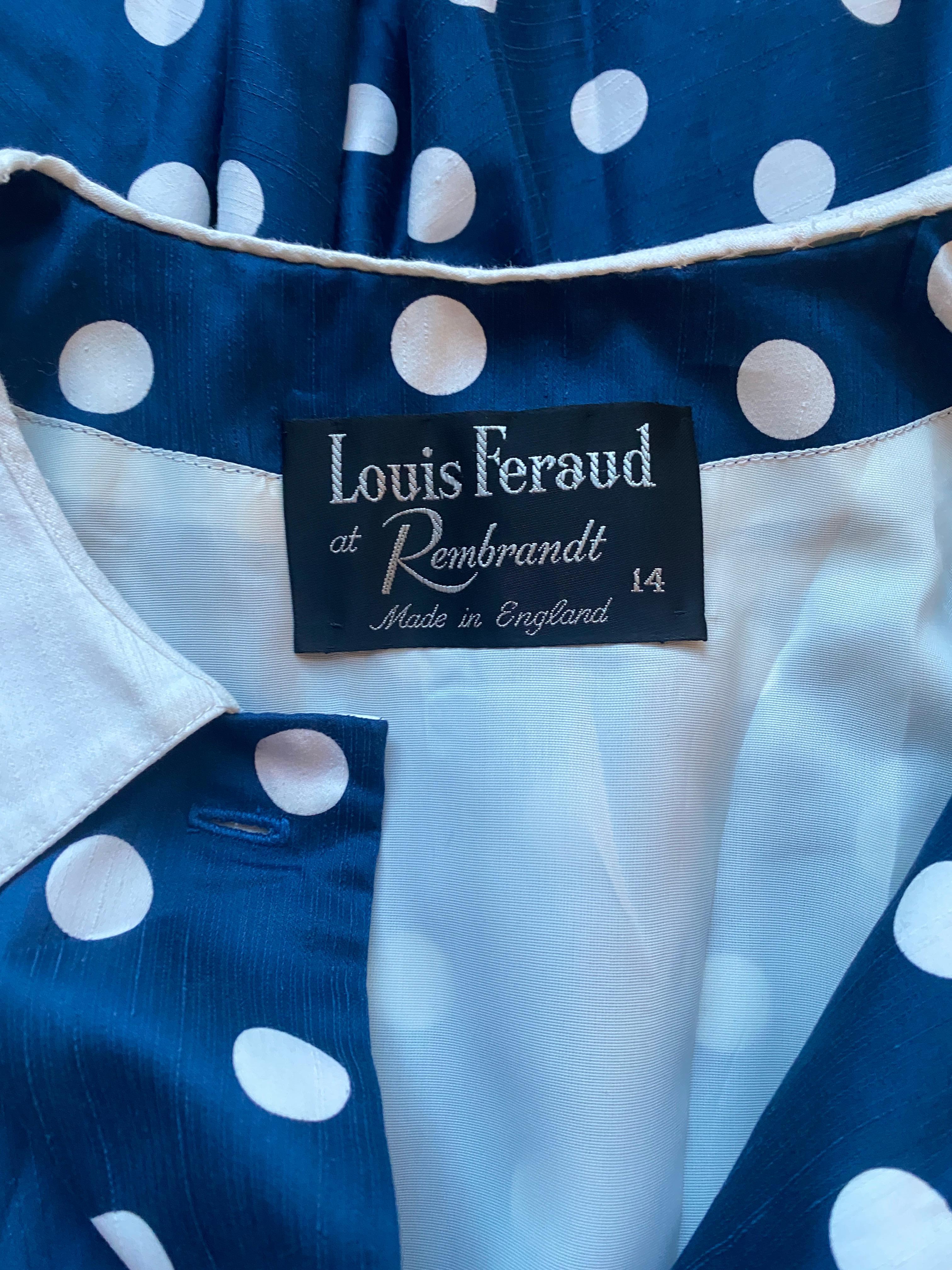 1960s Louis Feraud Polka Dot Shirtwaister Dress In Excellent Condition For Sale In London, GB