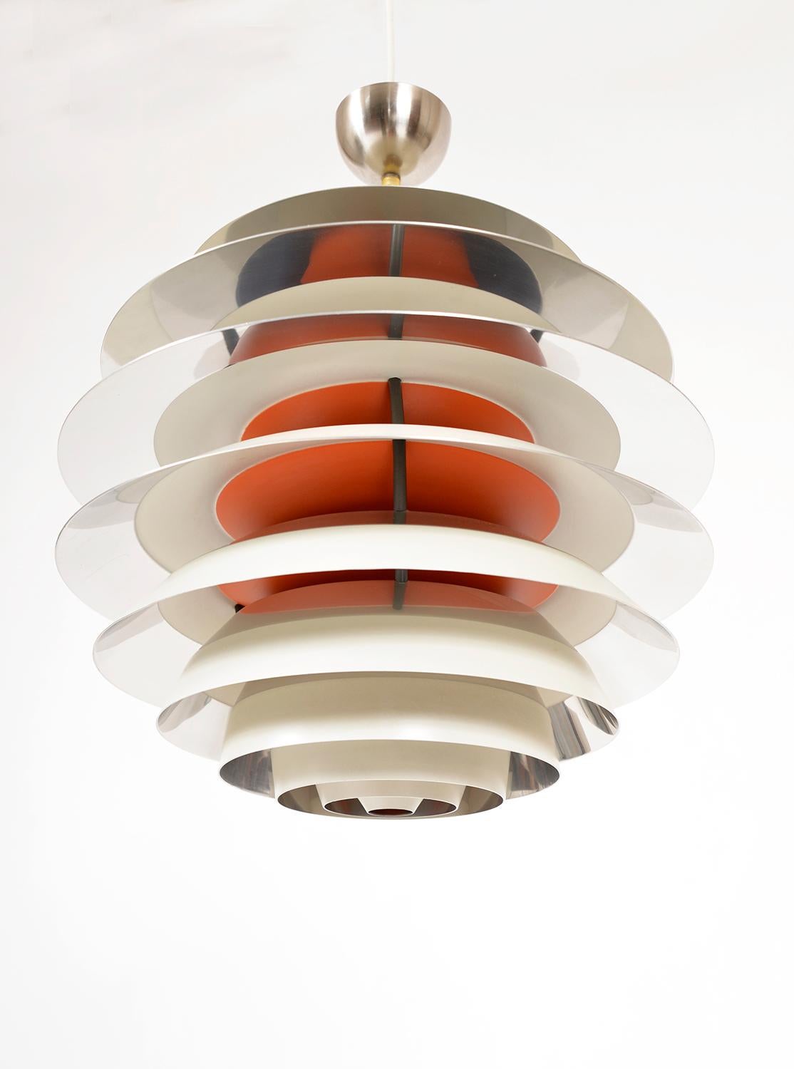 Brushed 1960s Louis Poulsen PH Kontrast Pendant Lamp by Poul Henningsen Denmark For Sale
