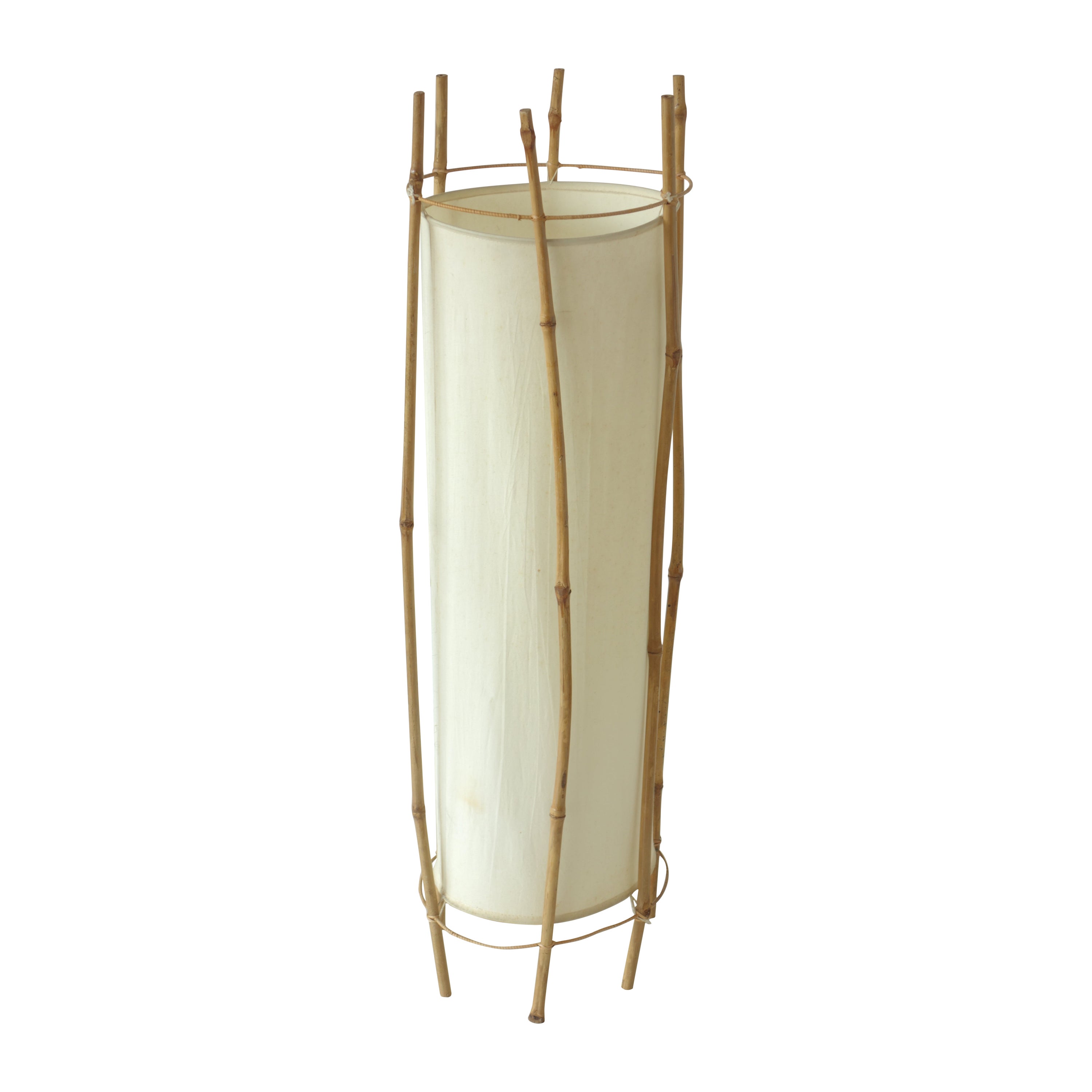 Lampada da terra in bambù di design Louis Sognot France del 1960