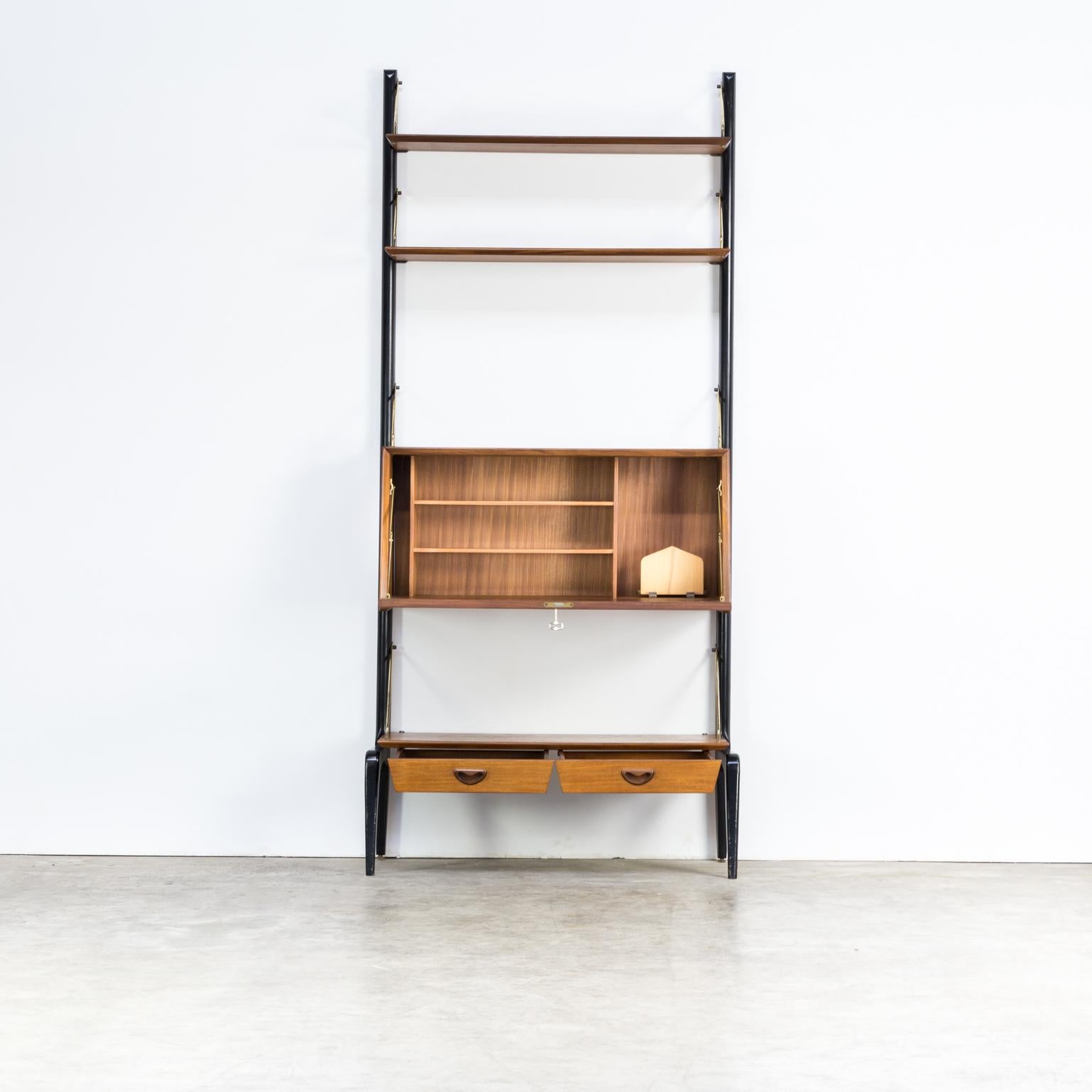 1960s Louis Van Teeffelen wall unit for WéBé. Good condition consistent with age and use.