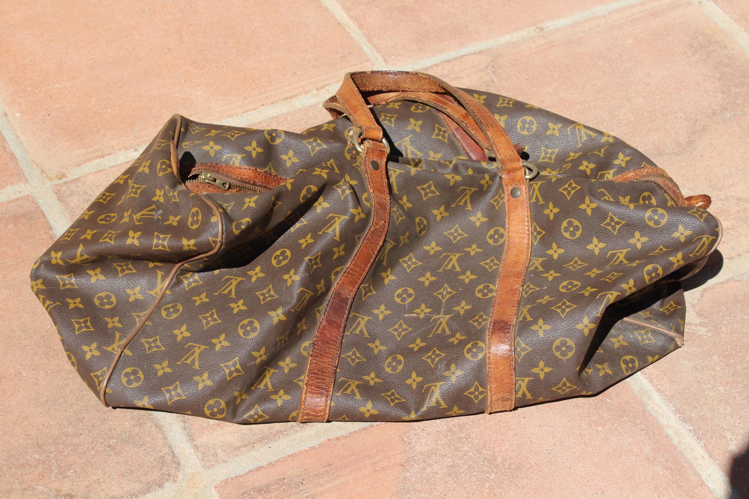 French 1960s Louis Vuitton Brown Monogram Keepall Bandouliere