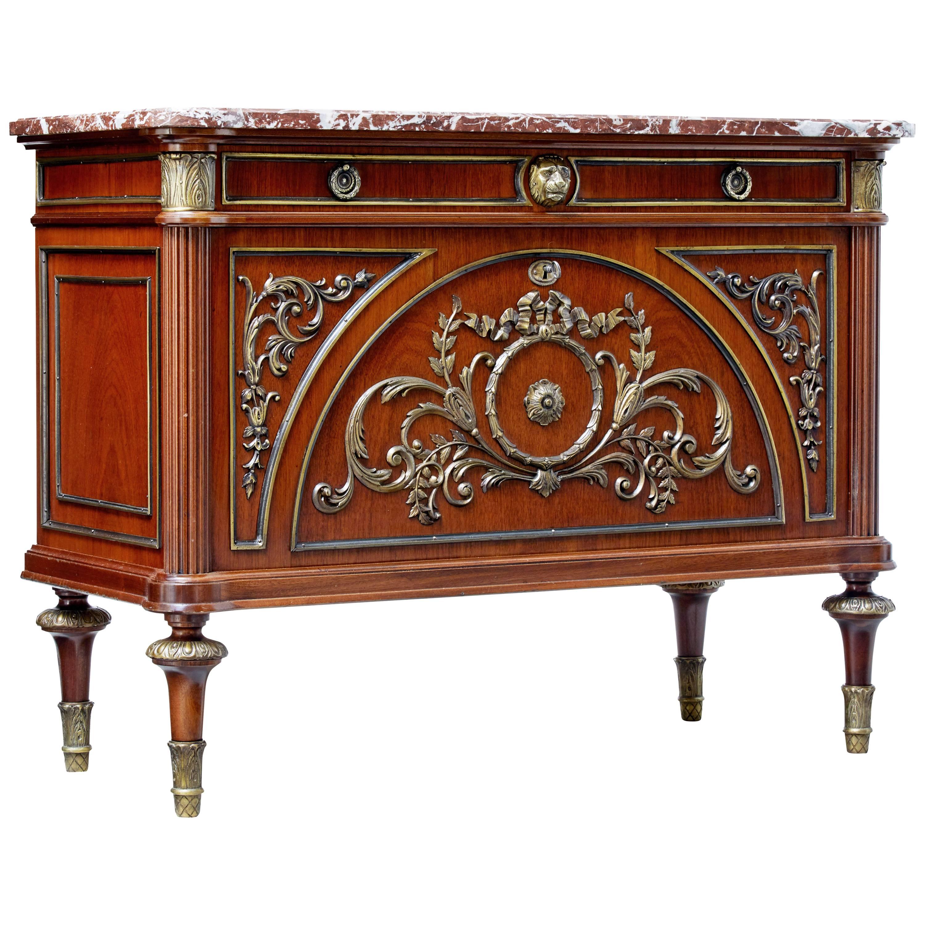 1960s Louis XVI Influenced Marble Top Commode