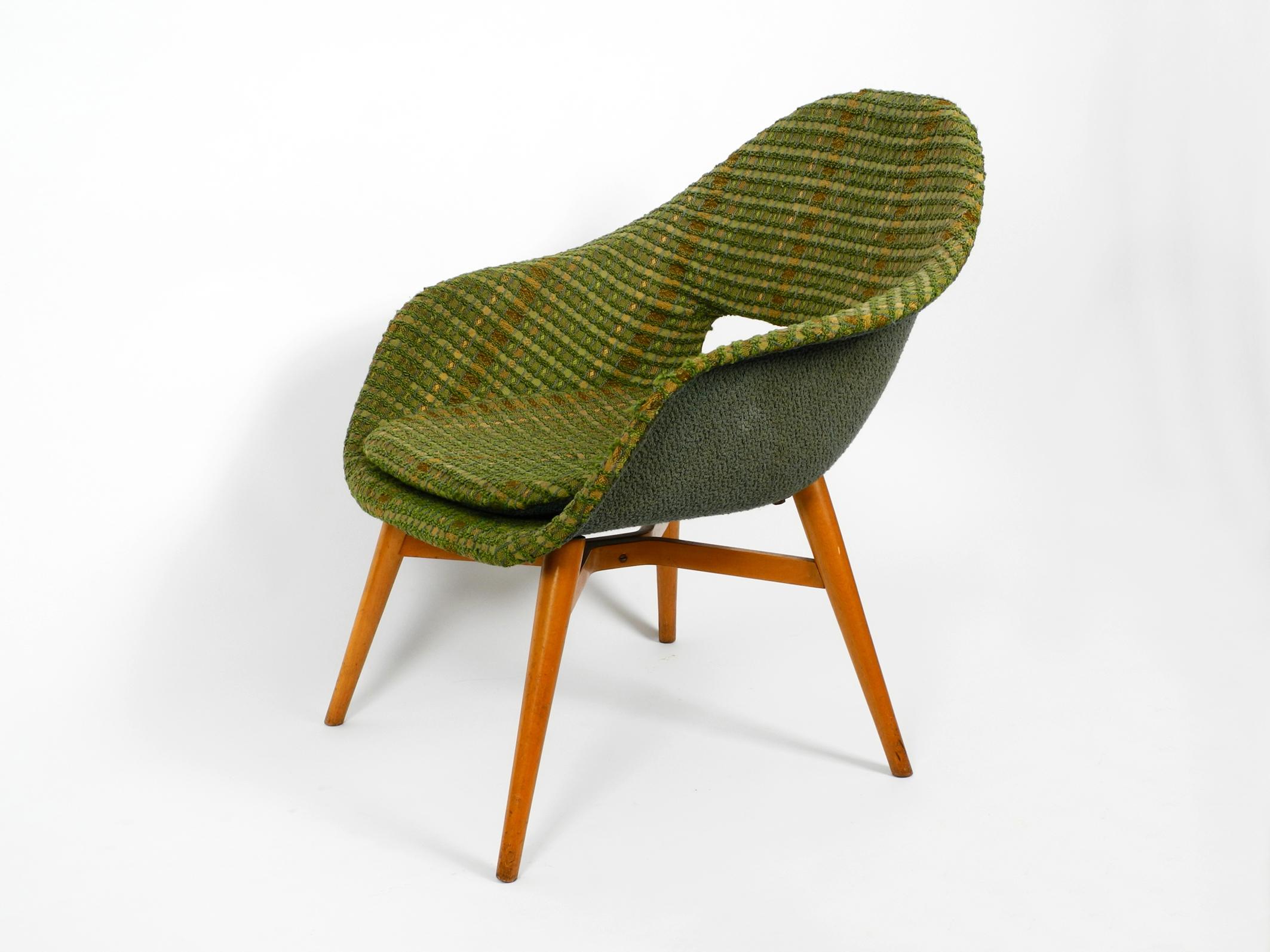 1960s Lounge Chair by Miroslav Navratil with Fiberglass Shell and Original Cover 3