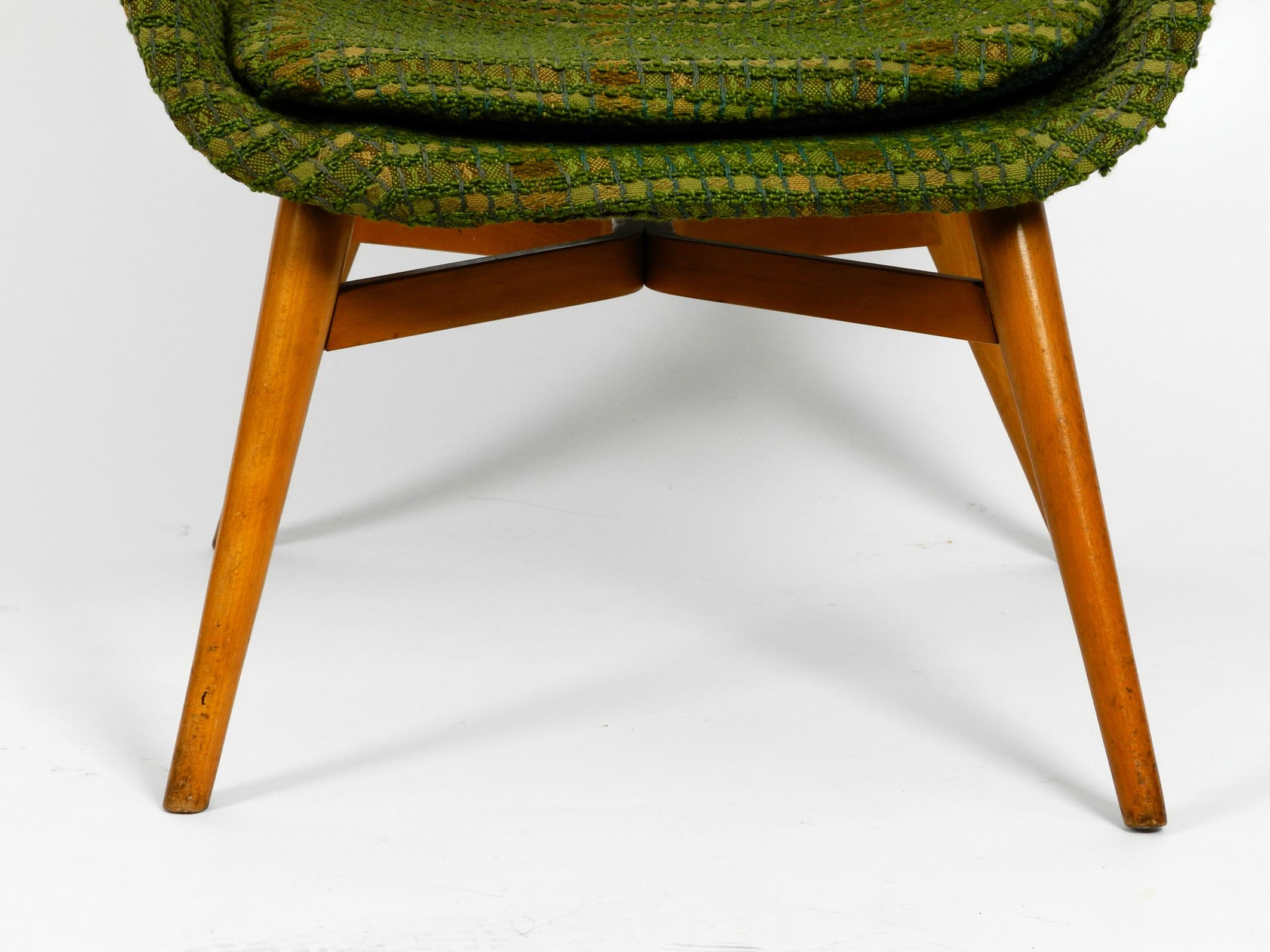 Fabric 1960s Lounge Chair by Miroslav Navratil with Fiberglass Shell and Original Cover