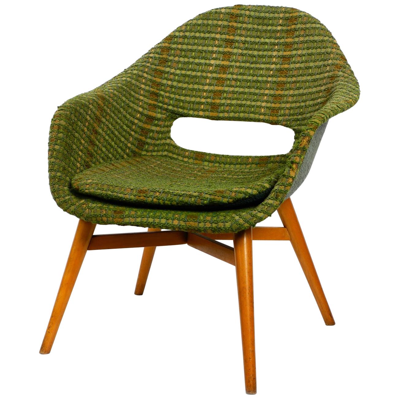 1960s Lounge Chair by Miroslav Navratil with Fiberglass Shell and Original Cover