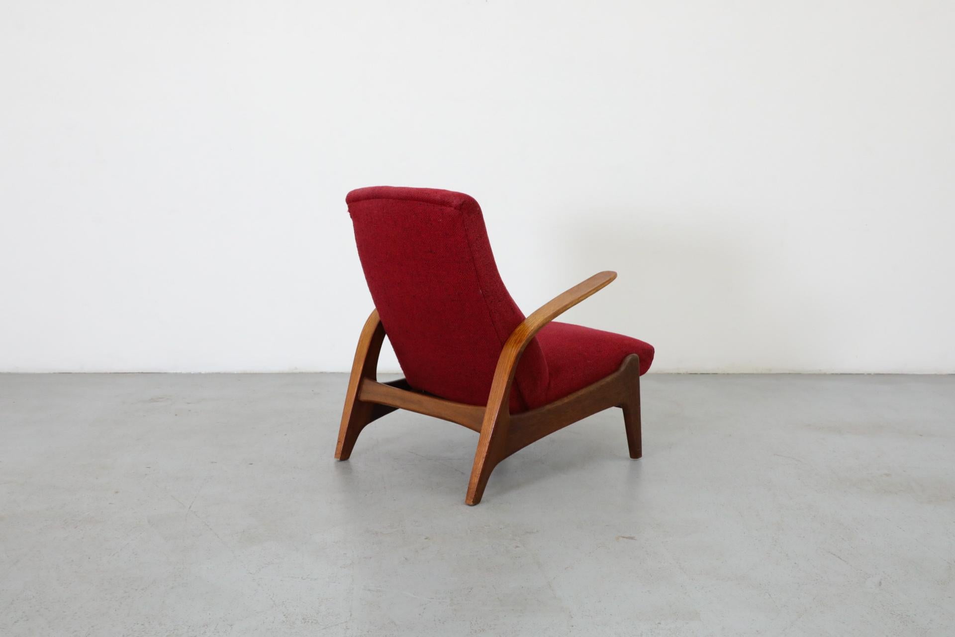 Tissu d'ameublement Chaise longue rouge des années 1960 par Adolf Relling et Rolf Rastad pour Arnestad Bruk en vente