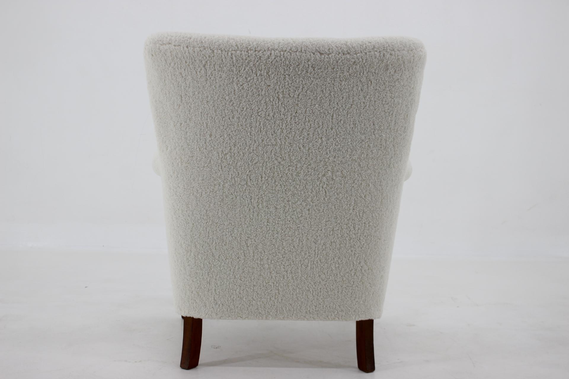 Mid-20th Century 1960s Lounge Chair in Sheepskin Fabric, Denmark