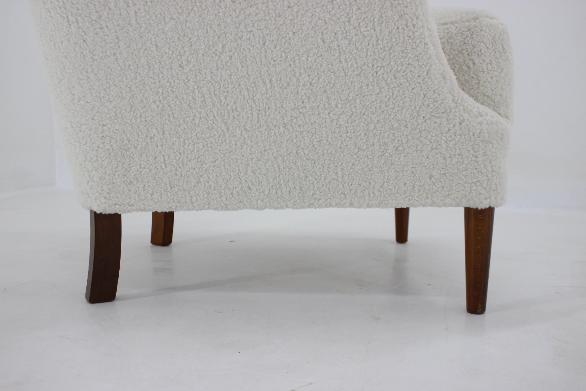 1960s Lounge Chair in Sheepskin Fabric, Denmark 3