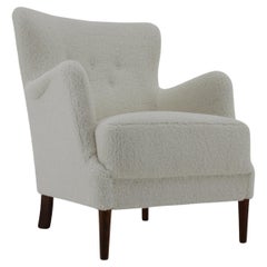 1960s Lounge Chair in Sheepskin Fabric, Denmark
