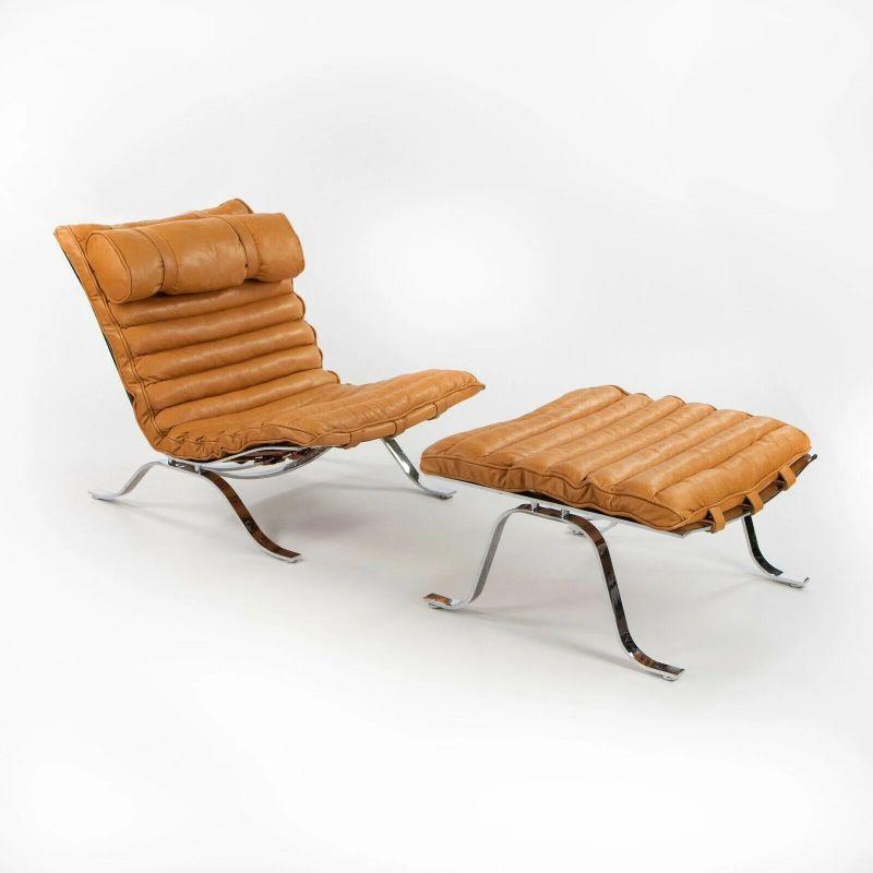 1960s Lounge Chair & Ottoman attributed to Arne Norell w/ New Cognac Leather For Sale 5