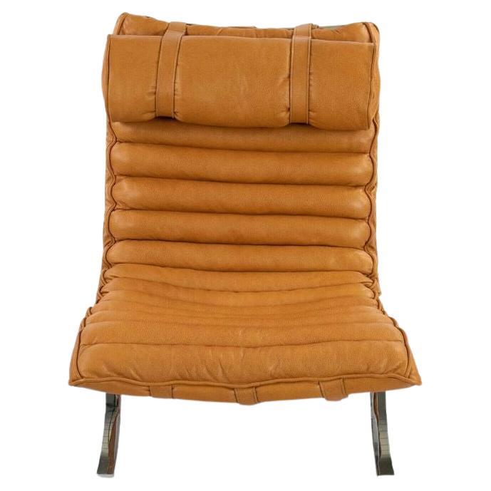 1960s Lounge Chair & Ottoman attributed to Arne Norell w/ New Cognac Leather For Sale