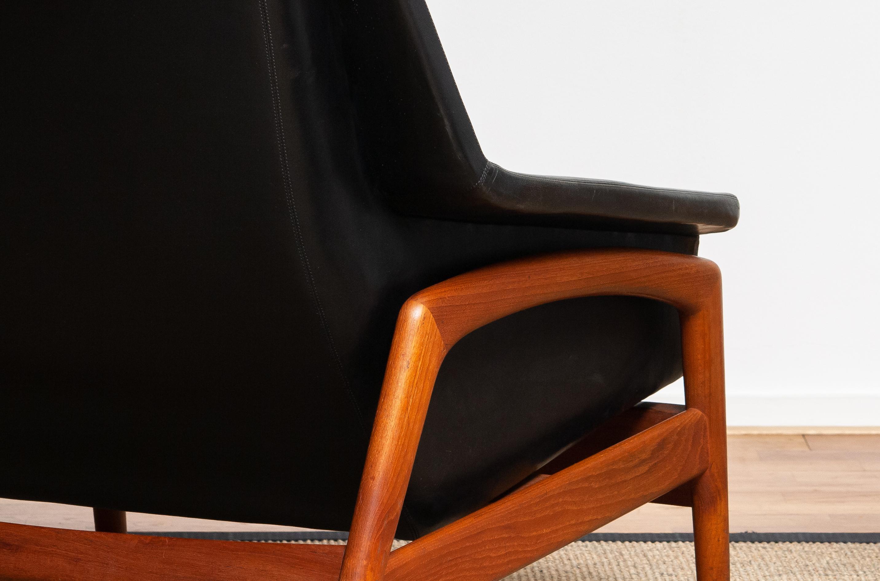 1960s, Lounge Chair 'Profil' by Folke Ohlsson for DUX in Leather and Teak 1 4