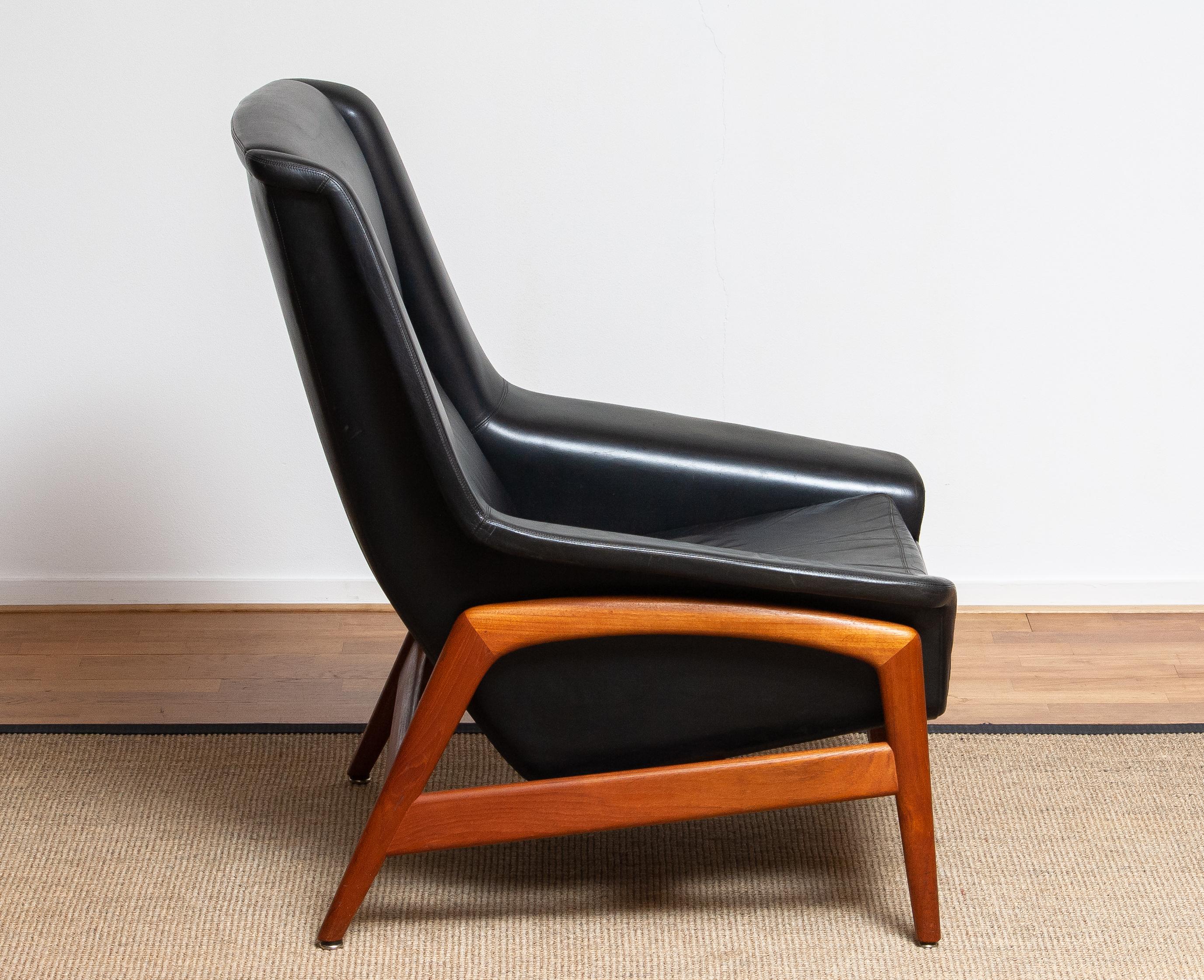 1960s, Lounge Chair 'Profil' by Folke Ohlsson for DUX in Leather and Teak 1 7