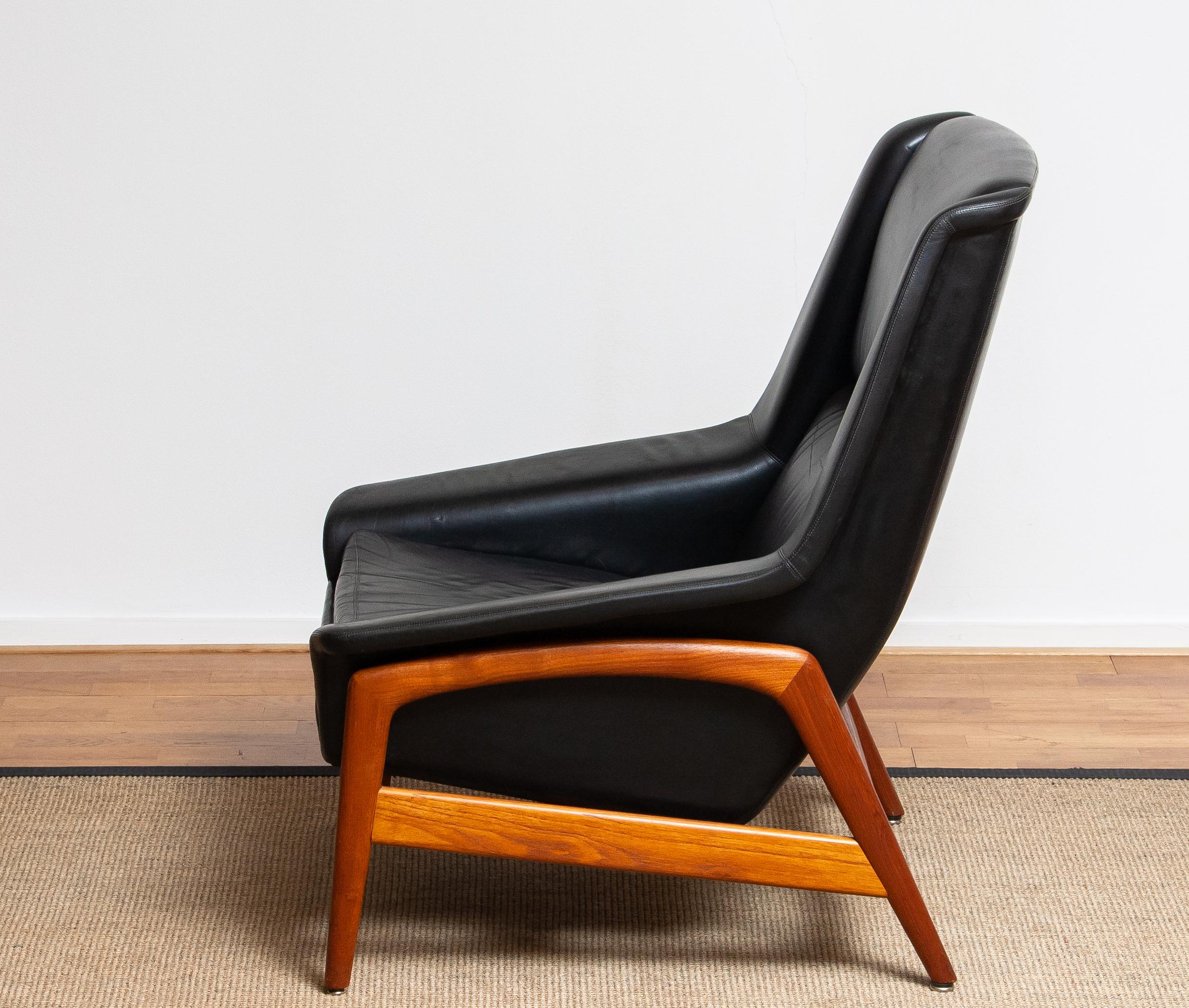 1960s, Lounge Chair 'Profil' by Folke Ohlsson for DUX in Leather and Teak 1 9