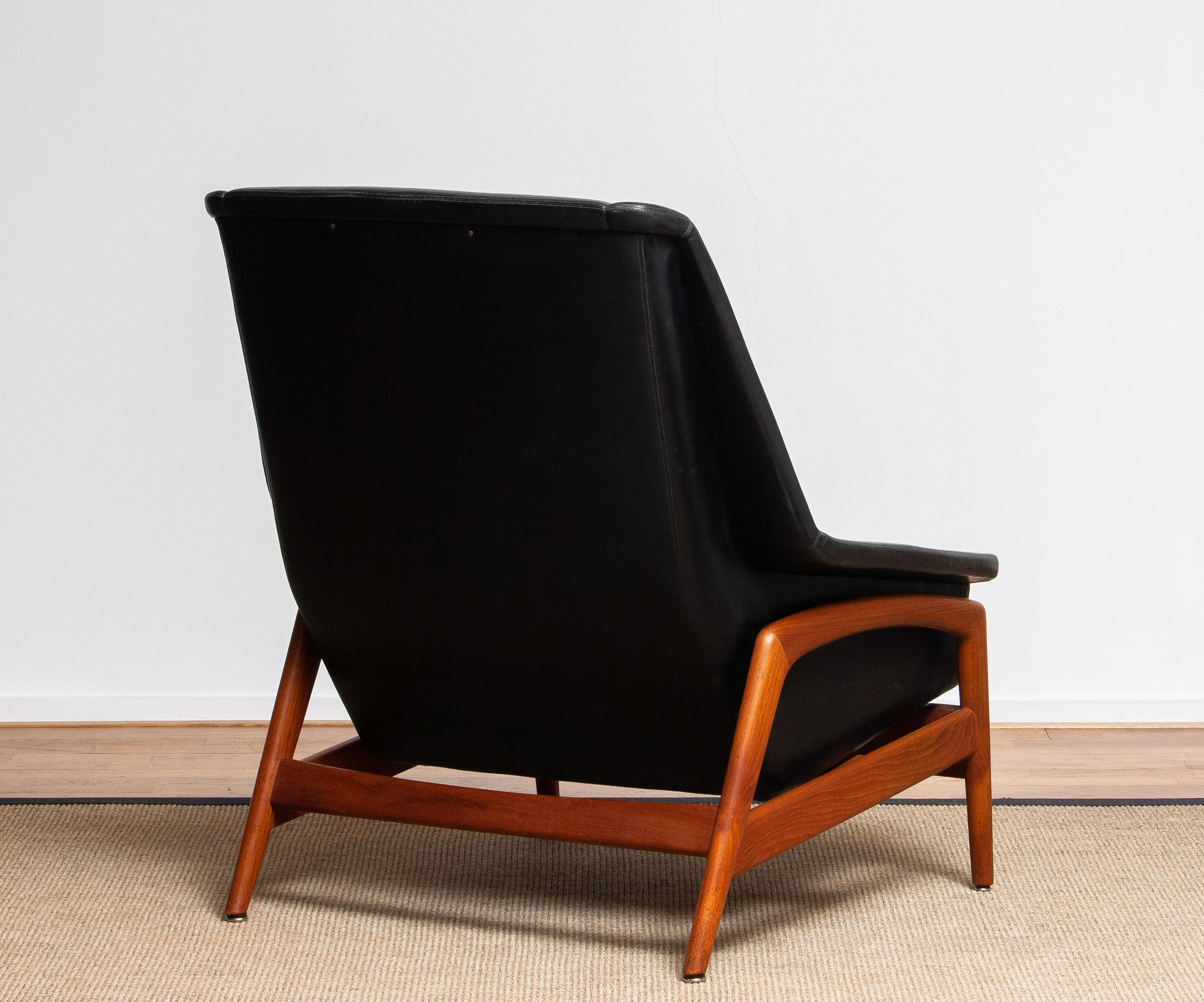 1960s, Lounge Chair 'Profil' by Folke Ohlsson for DUX in Leather and Teak 1 3