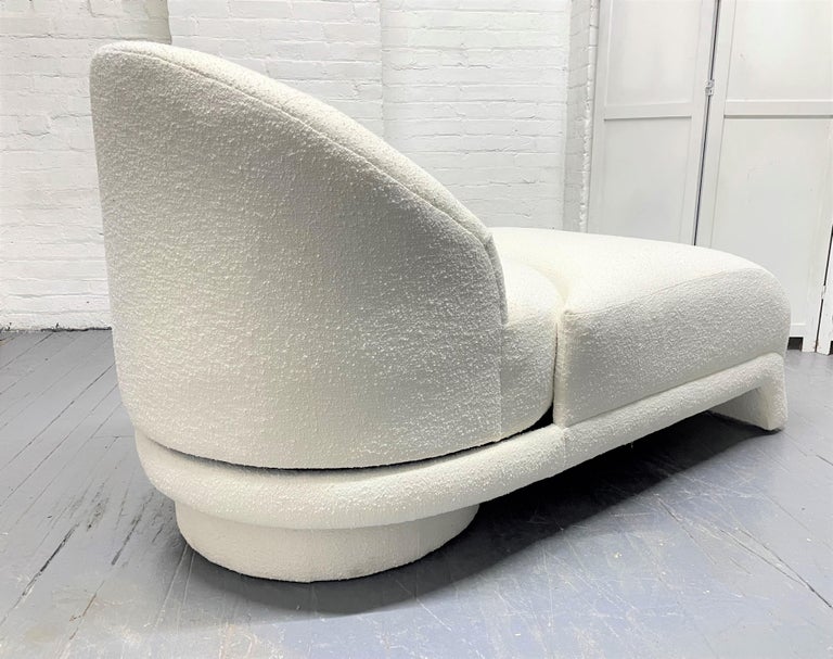 Mid-20th Century 1960s Lounge Chair Swivels into a Chaise Lounge in Boucle For Sale