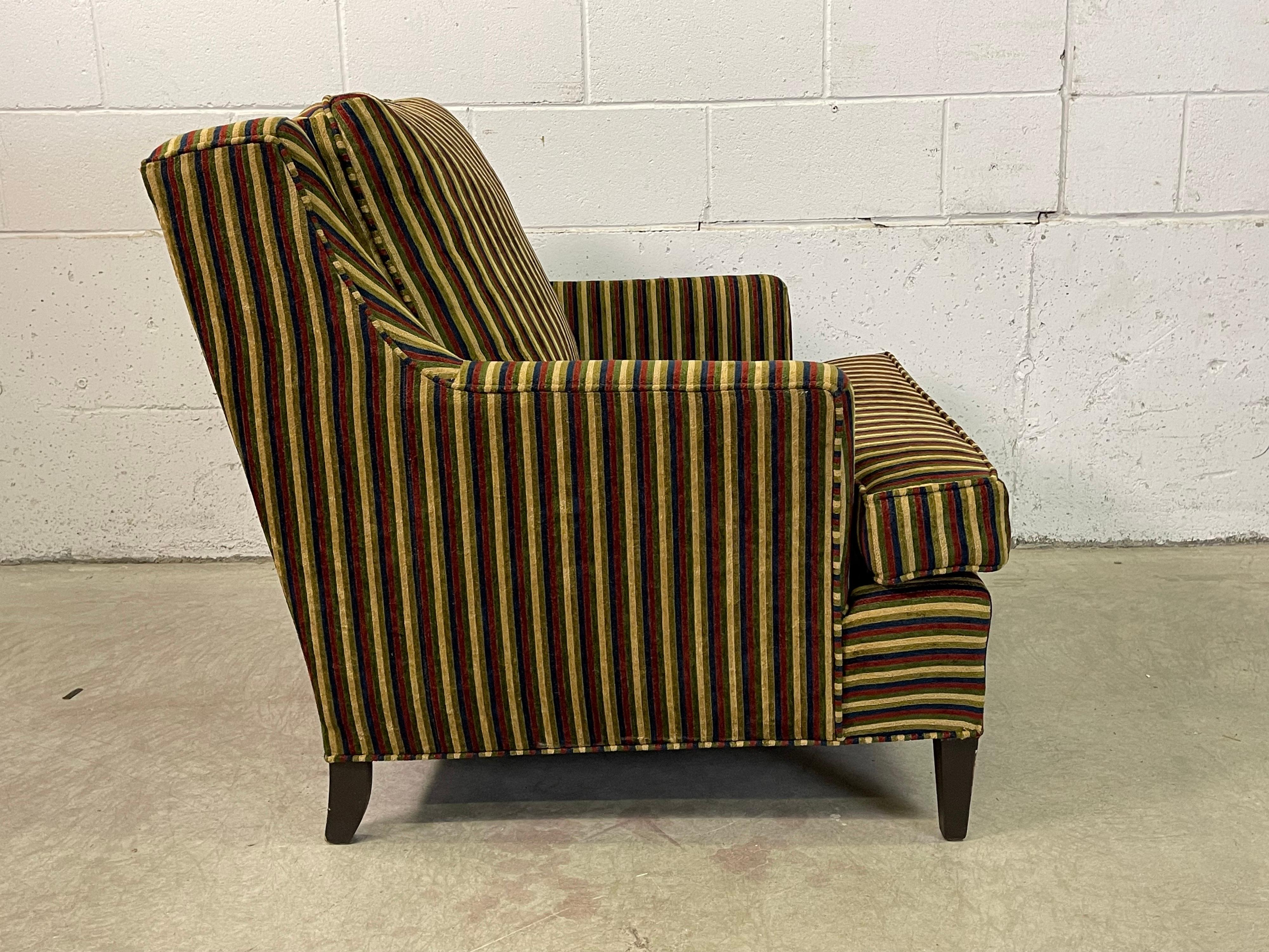 Mid-Century Modern 1960s Lounge Chair with Striped Fabric