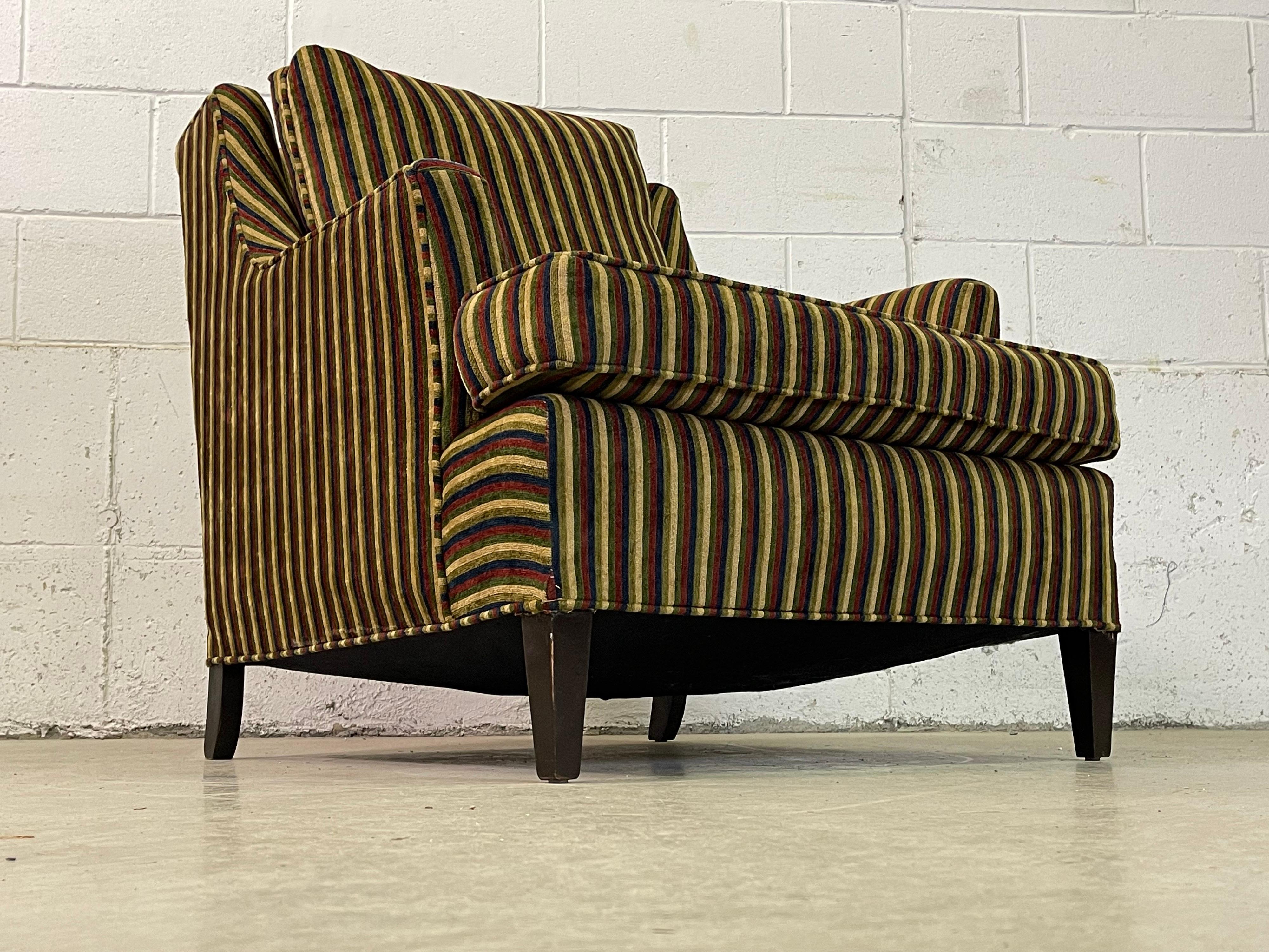 1960s Lounge Chair with Striped Fabric 1