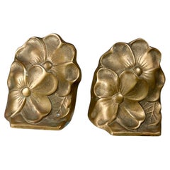 1960s Lovely Brass Bookends in Southern Dogwood Blossom