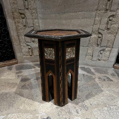1960s Moroccan Side Table Marquetry Abalone Inlay