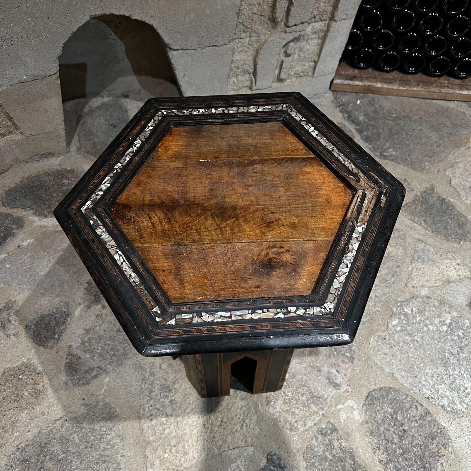 Mid-20th Century 1960s Moroccan Side Table Marquetry Abalone Inlay For Sale