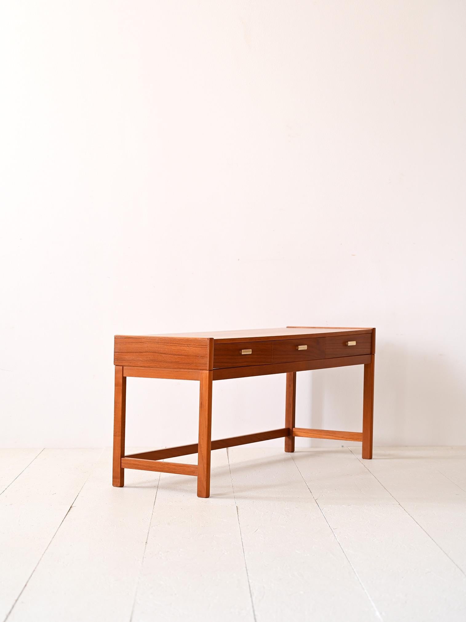 teak console table with drawers