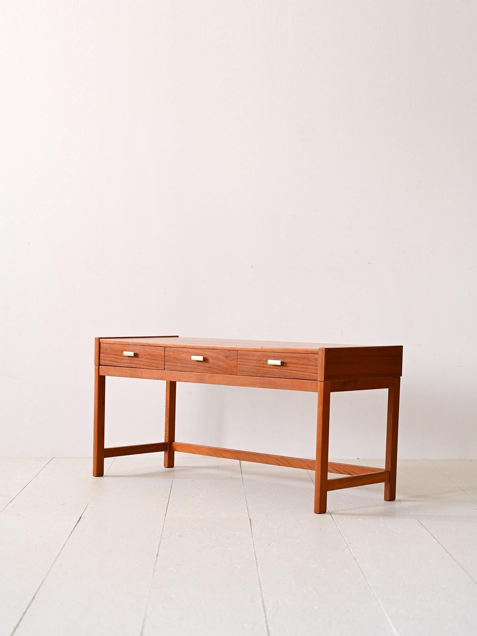 Scandinavian Modern 1960s low console table with drawers