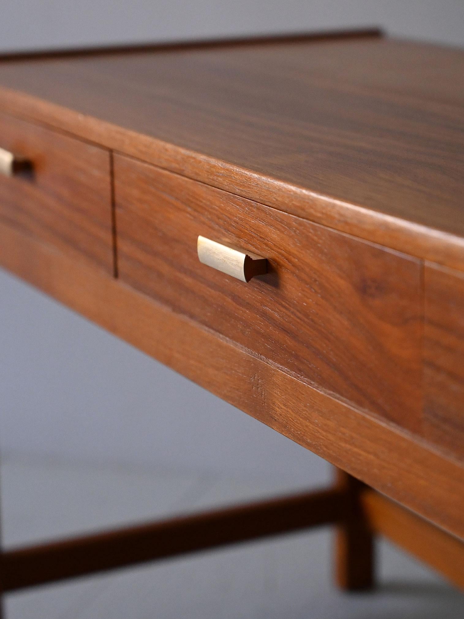 Teak 1960s low console table with drawers