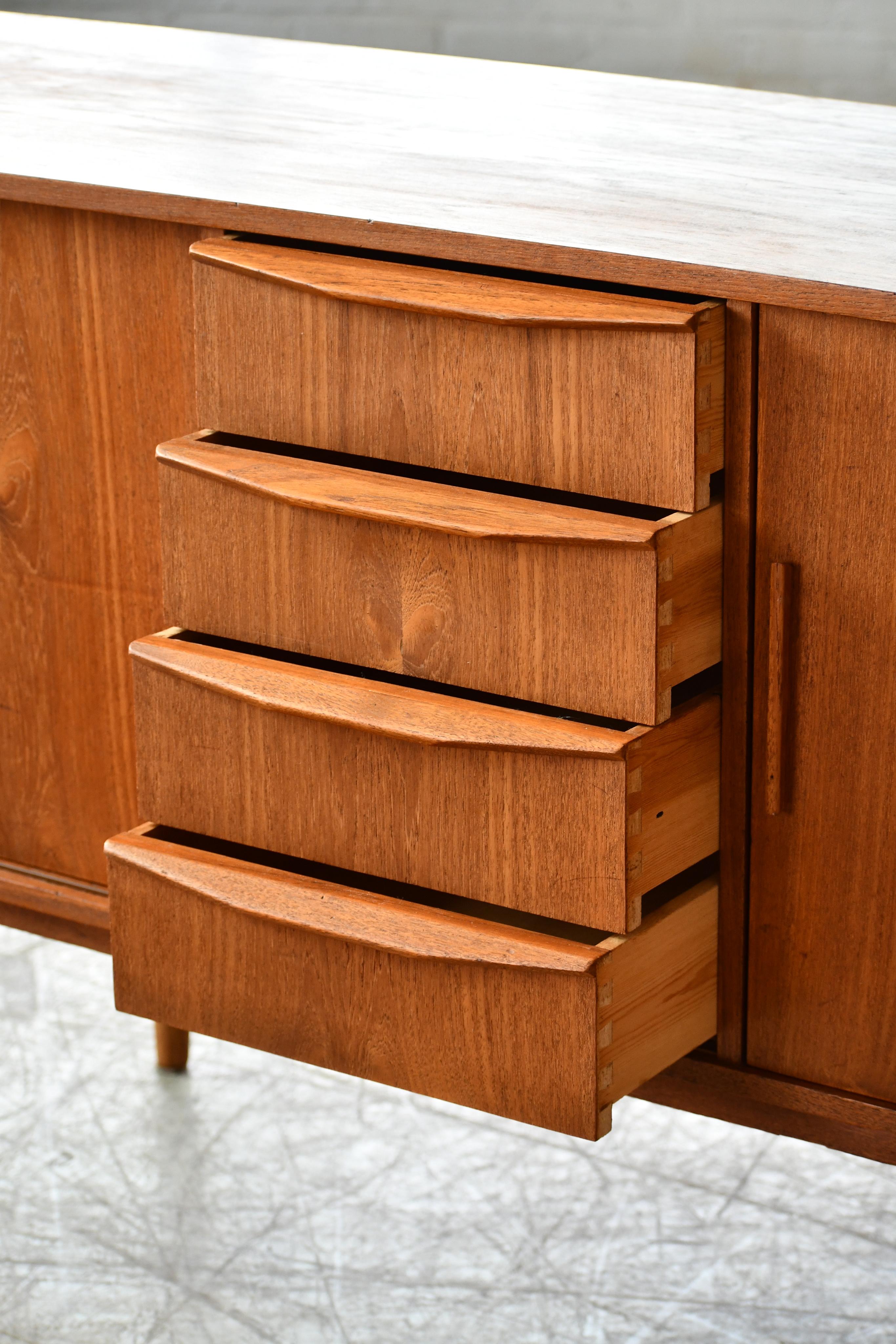 Mid-20th Century 1960s Low Teak Sideboard Danish Midcentury