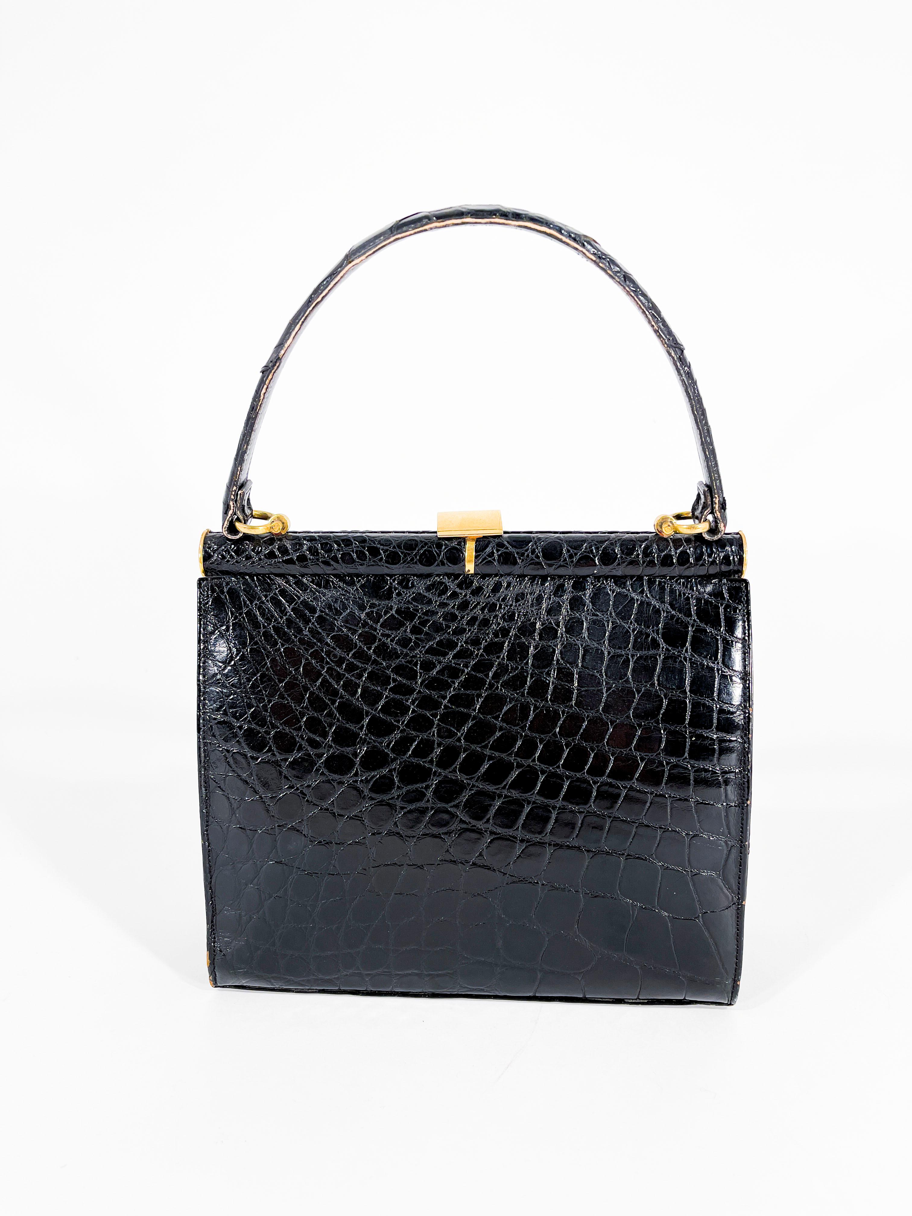 1960s Lucille De Paris Black Alligator Handbag In Good Condition In San Francisco, CA