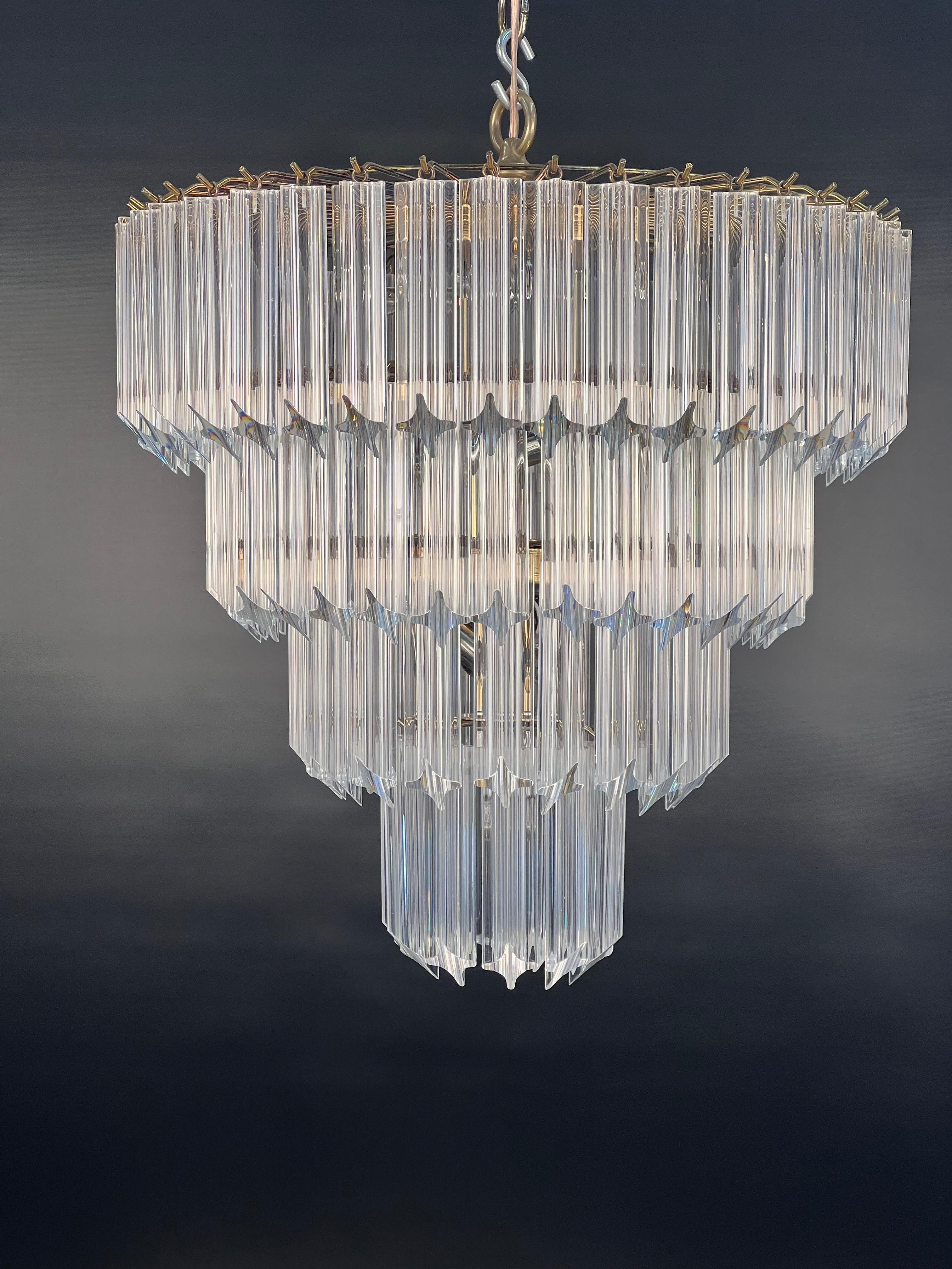 Brass 1960's Lucite Cascading Chandelier For Sale