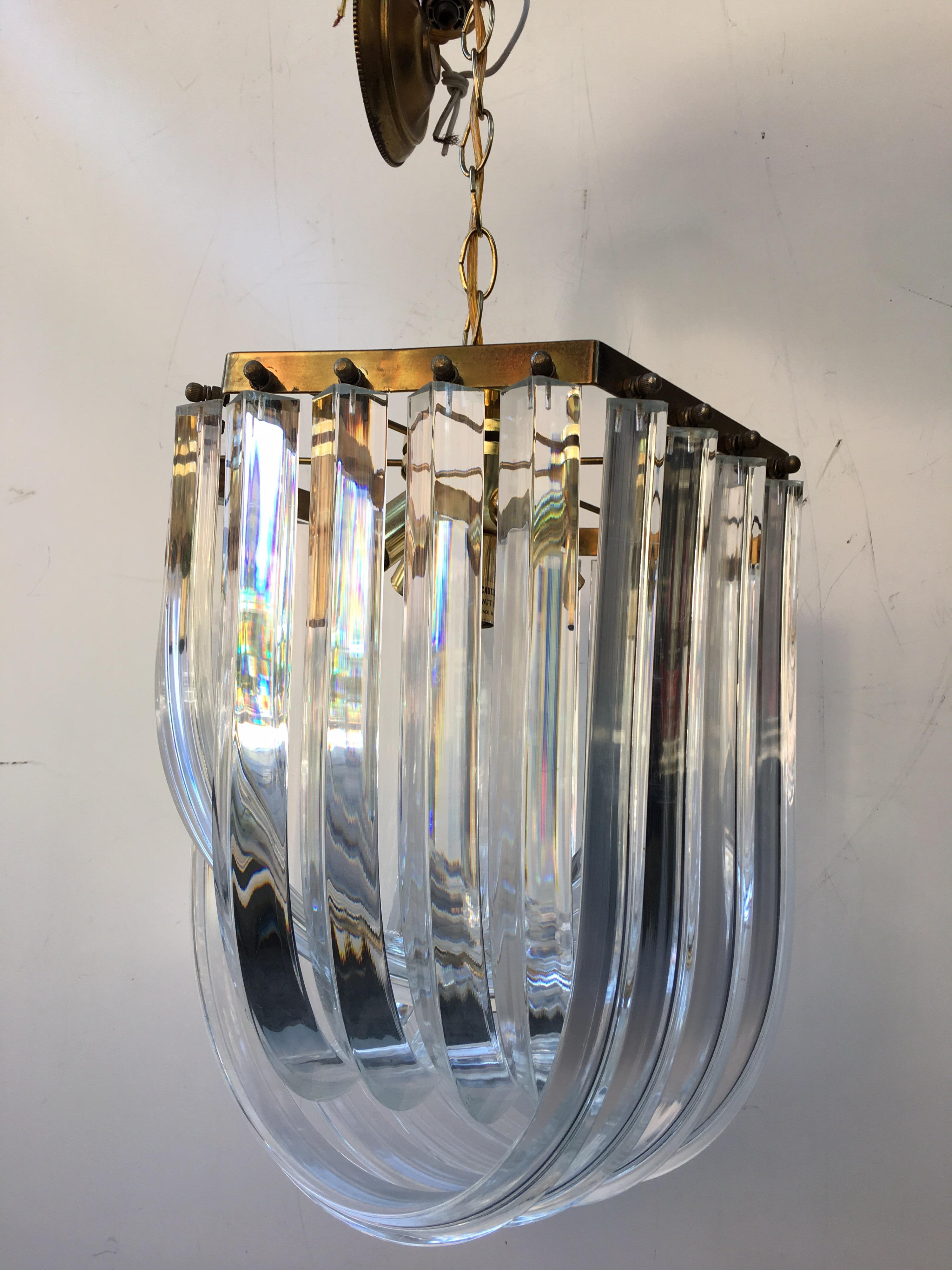 1960s Lucite Cascading Hanging Chandelier Price is for 2! 1