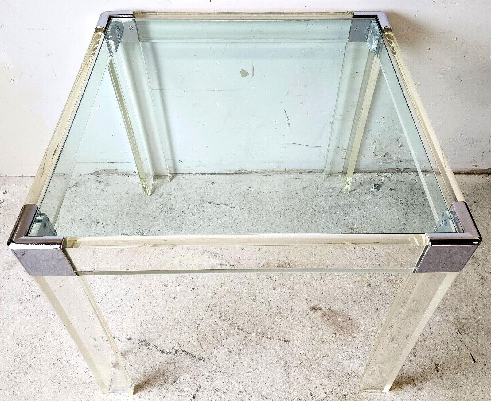 1960s Lucite & Chrome Hollis Jones Style Dining Game Table In Good Condition In Lake Worth, FL
