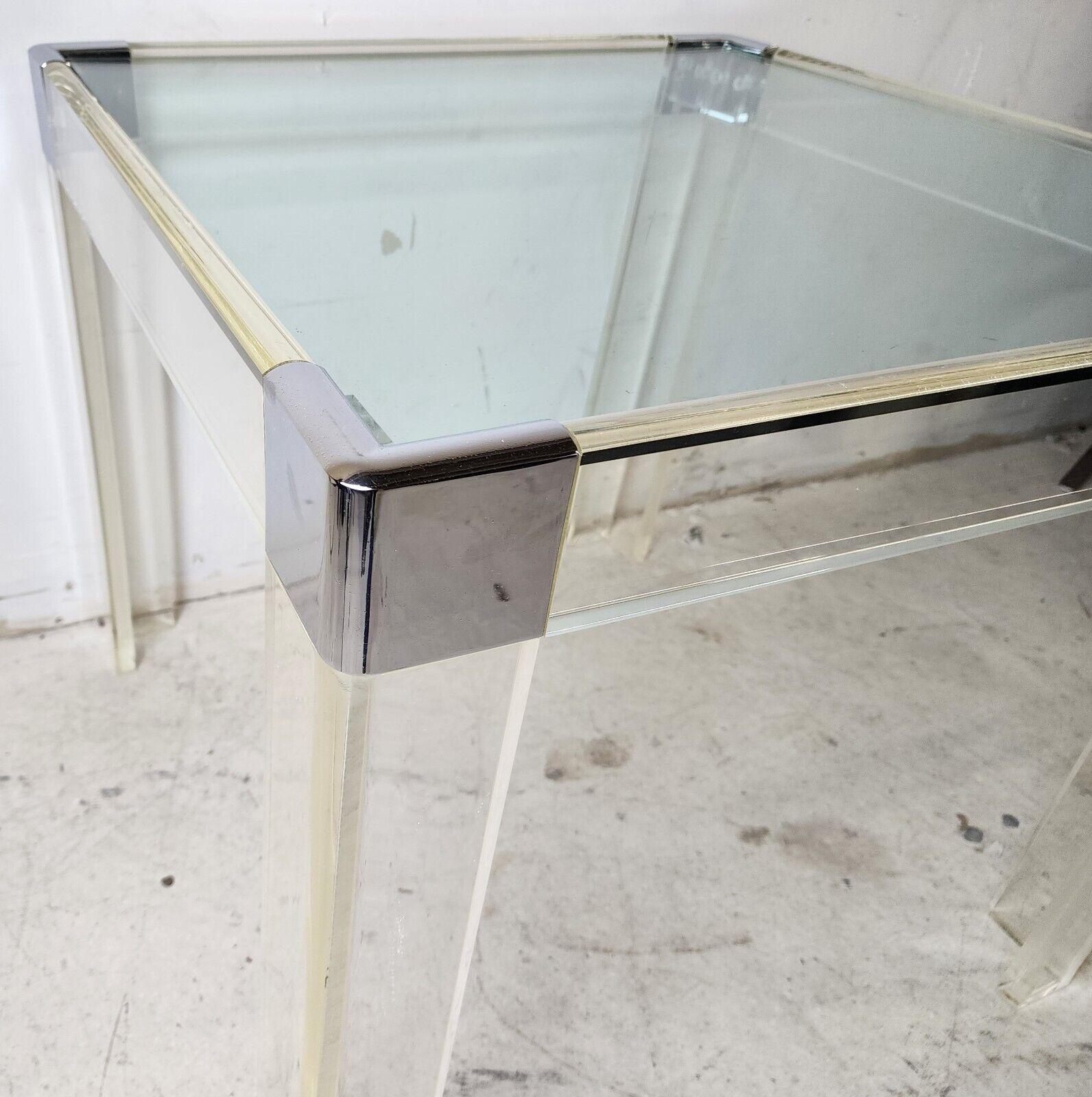 1960s Lucite & Chrome Hollis Jones Style Dining Game Table 1