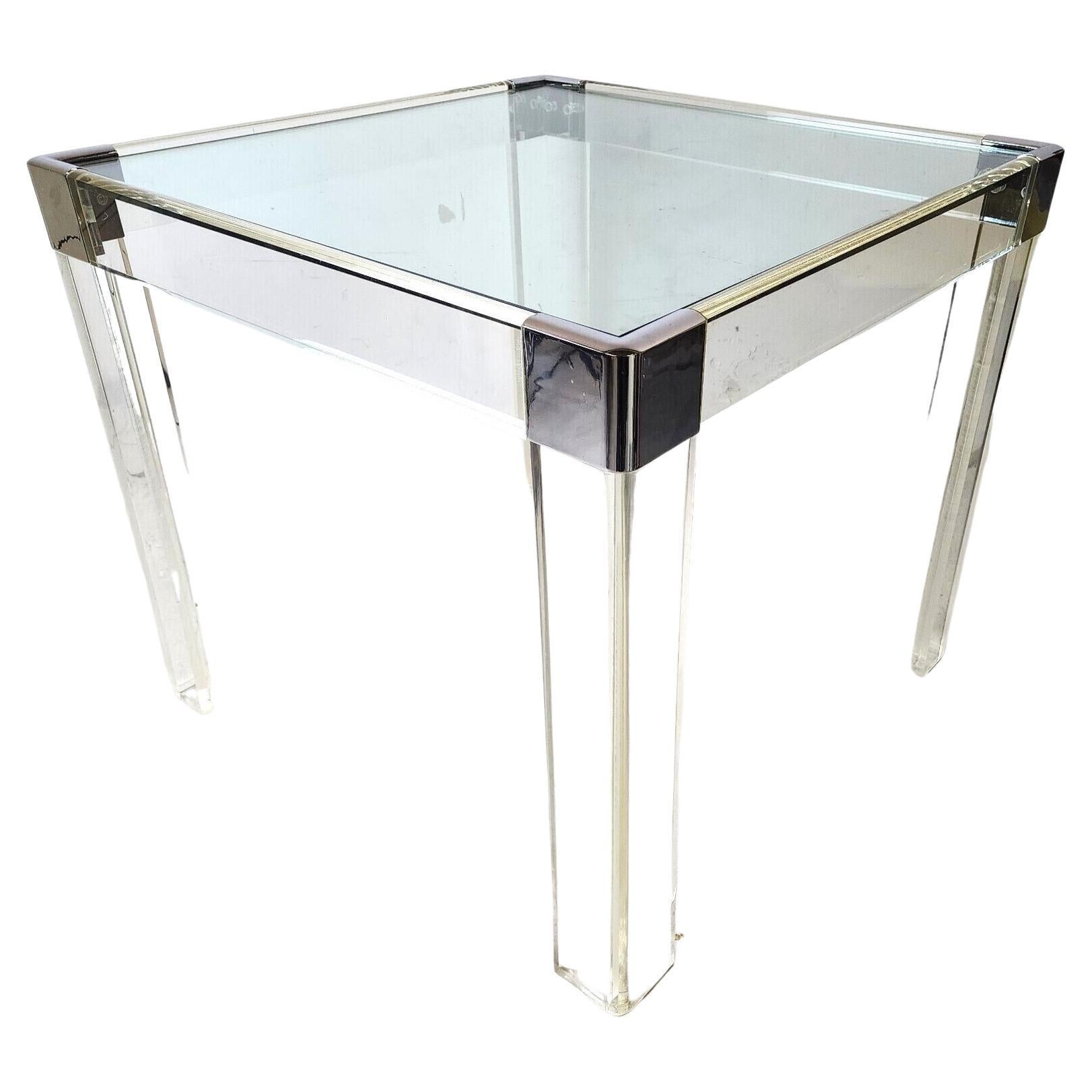1960s Lucite & Chrome Hollis Jones Style Dining Game Table