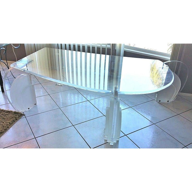 Mid-20th Century 1960s Lucite Coffee Table Art Deco Hollywood Regency For Sale