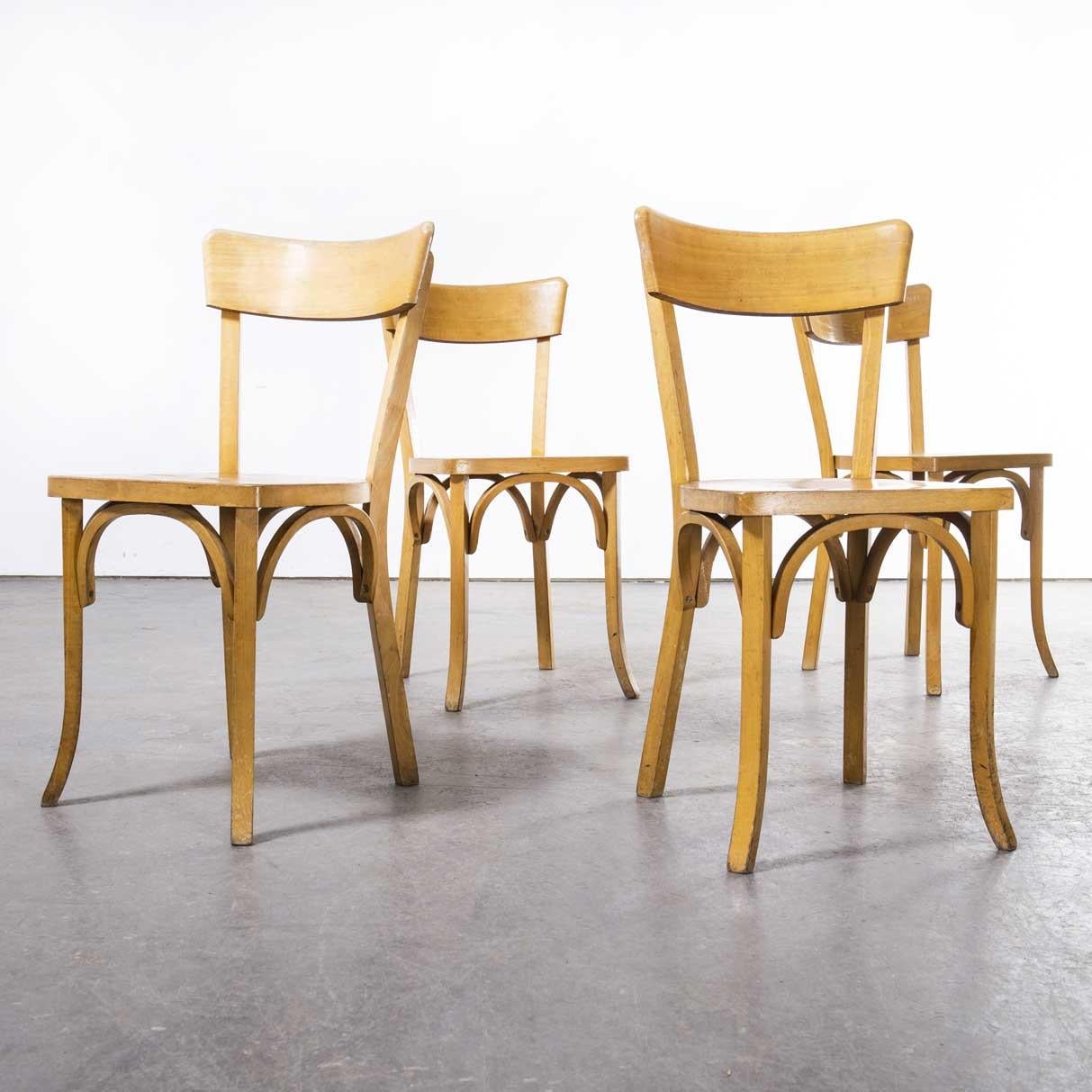 1960’s Luterma blonde beech bentwood dining chairs – set of four
1960’s Luterma blonde beech bentwood dining chairs – set of four. The process of steam bending beech to create elegant chairs was discovered and developed by Thonet, but when its