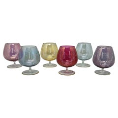Ensemble de six verres de luxe des années 1960, fabriqués à la main par Napoléon en cristal. Fabriqué