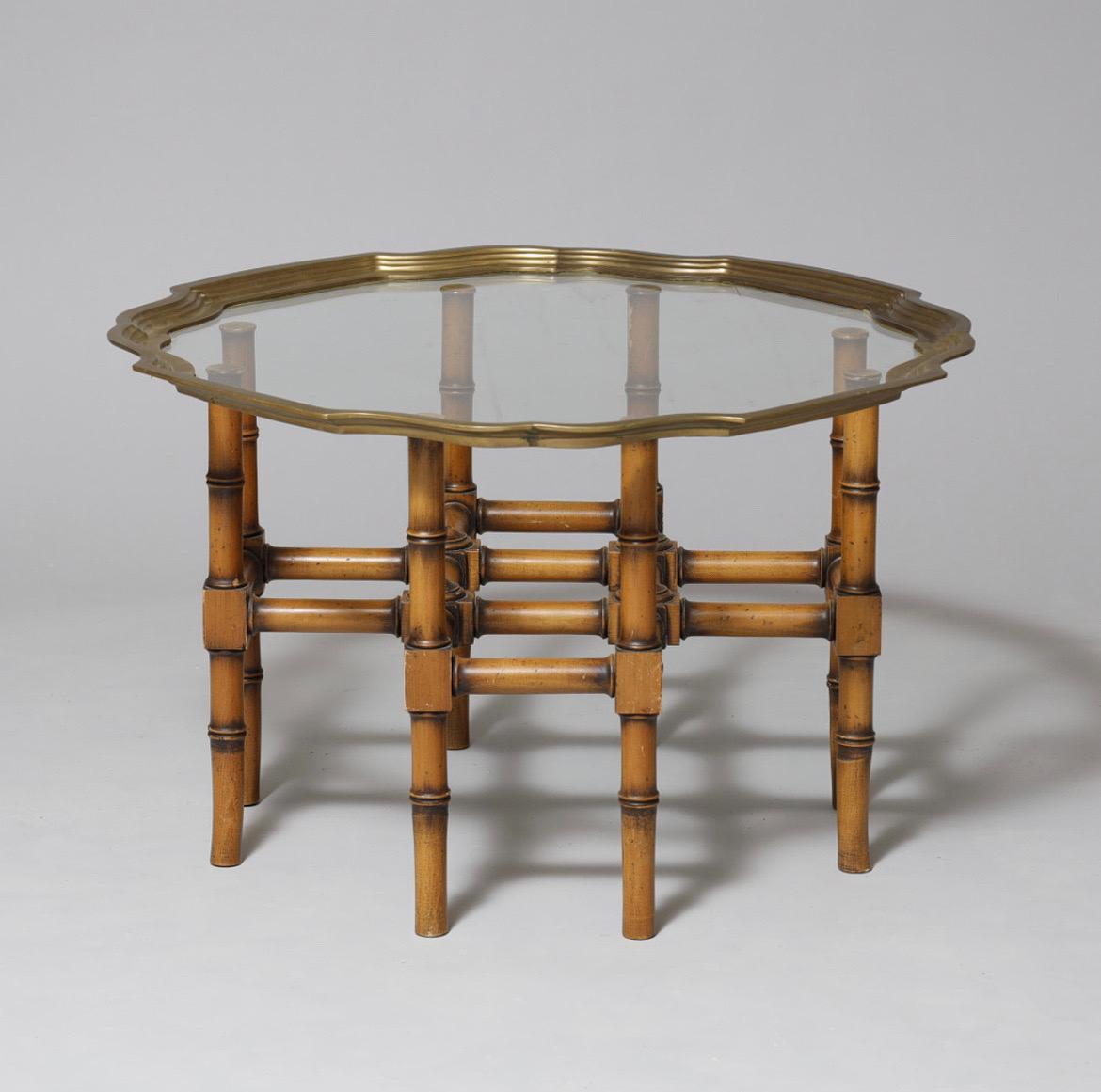 1960s Lysberg, Hansen & Therp Faux Bamboo Coffee Table with Profiled Brass Edge
A stunning mid-century design piece, this stylish coffee table from Danish Lysberg, Hansen & Therp, dates back to the 1960s. 
The table features a frame crafted from