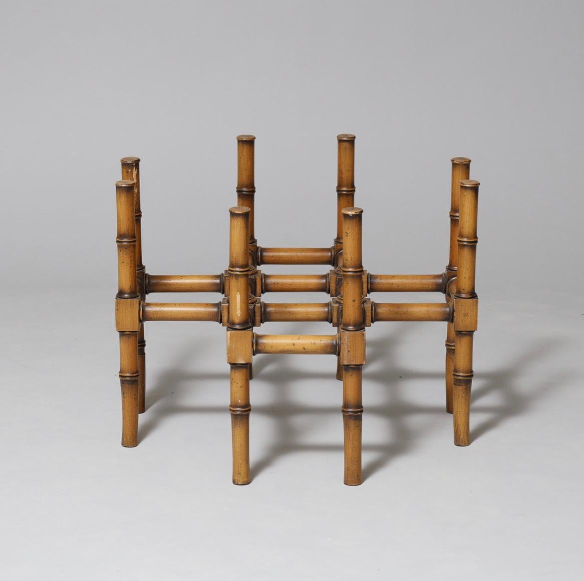 Danois Table basse en faux bambou avec bord en laiton profilé Lysberg, Hansen & Therp, années 1960