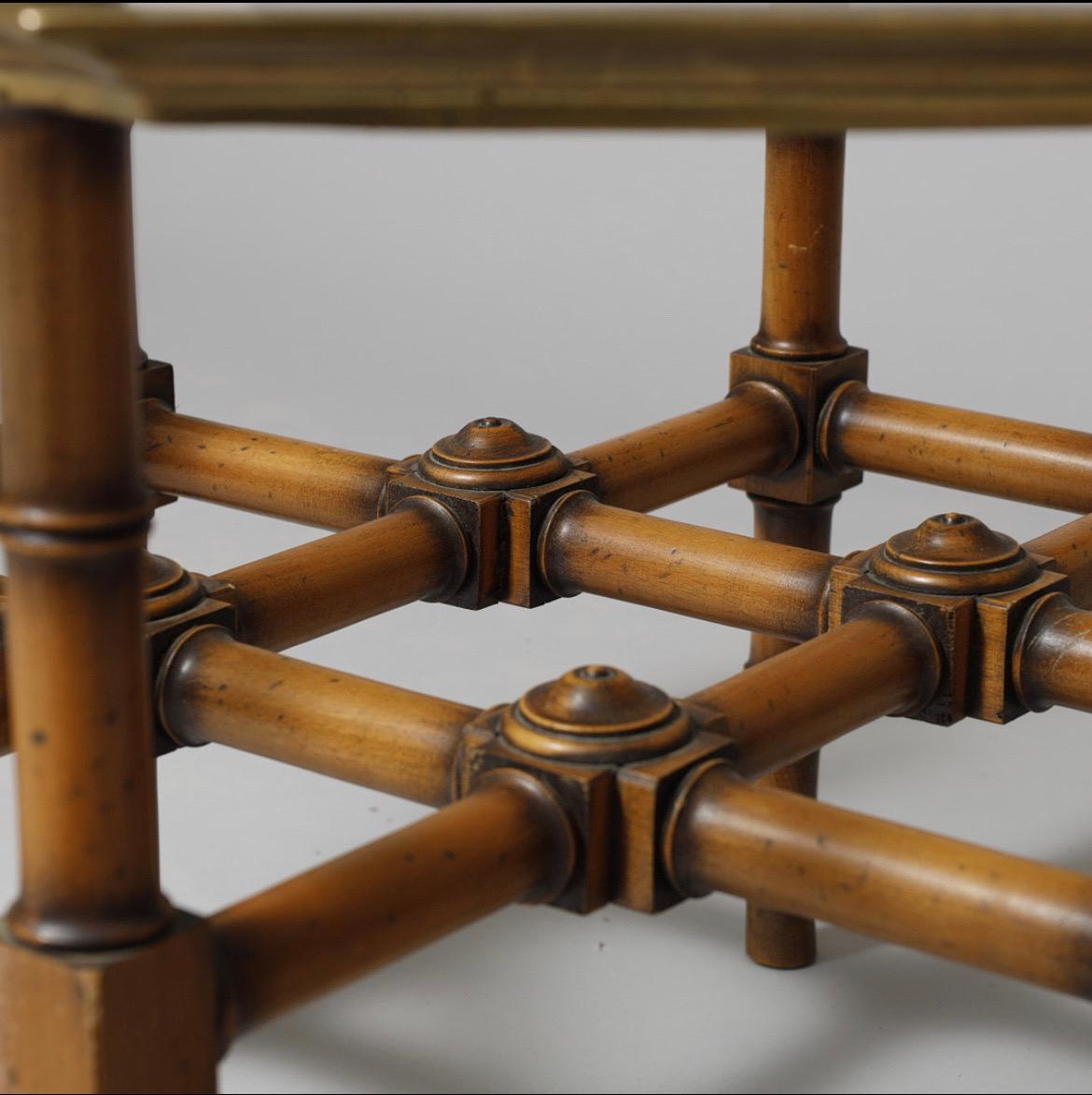 1960s Lysberg, Hansen & Therp Faux Bamboo Coffee Table with Profiled Brass Edge For Sale 2
