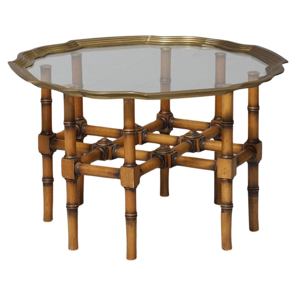 1960s Lysberg, Hansen & Therp Faux Bamboo Coffee Table with Profiled Brass Edge For Sale