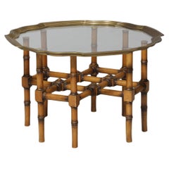 Retro 1960s Lysberg, Hansen & Therp Faux Bamboo Coffee Table with Profiled Brass Edge
