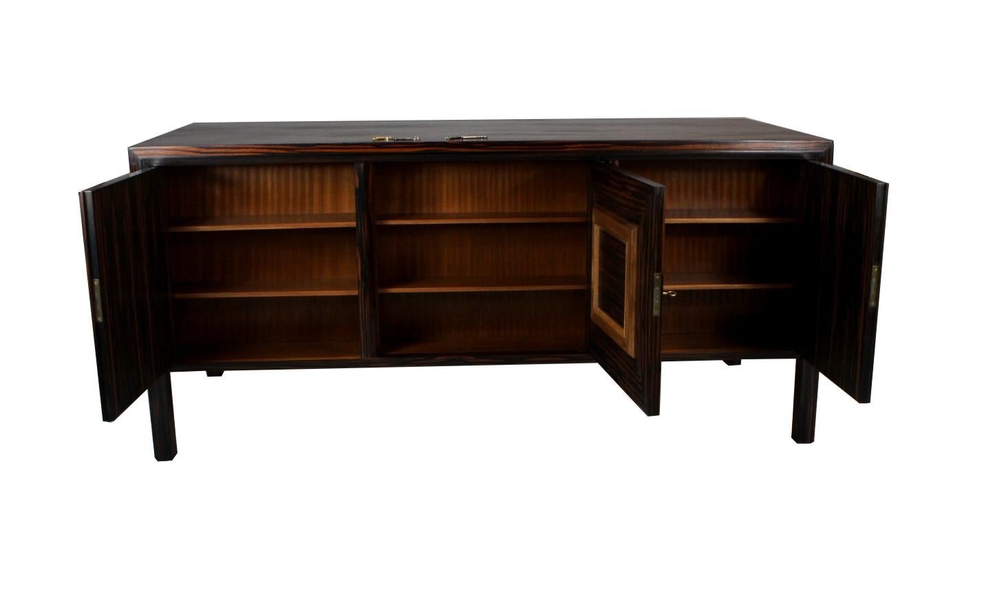 Velvet 1960s Macassar Double Side Desk and Stool For Sale